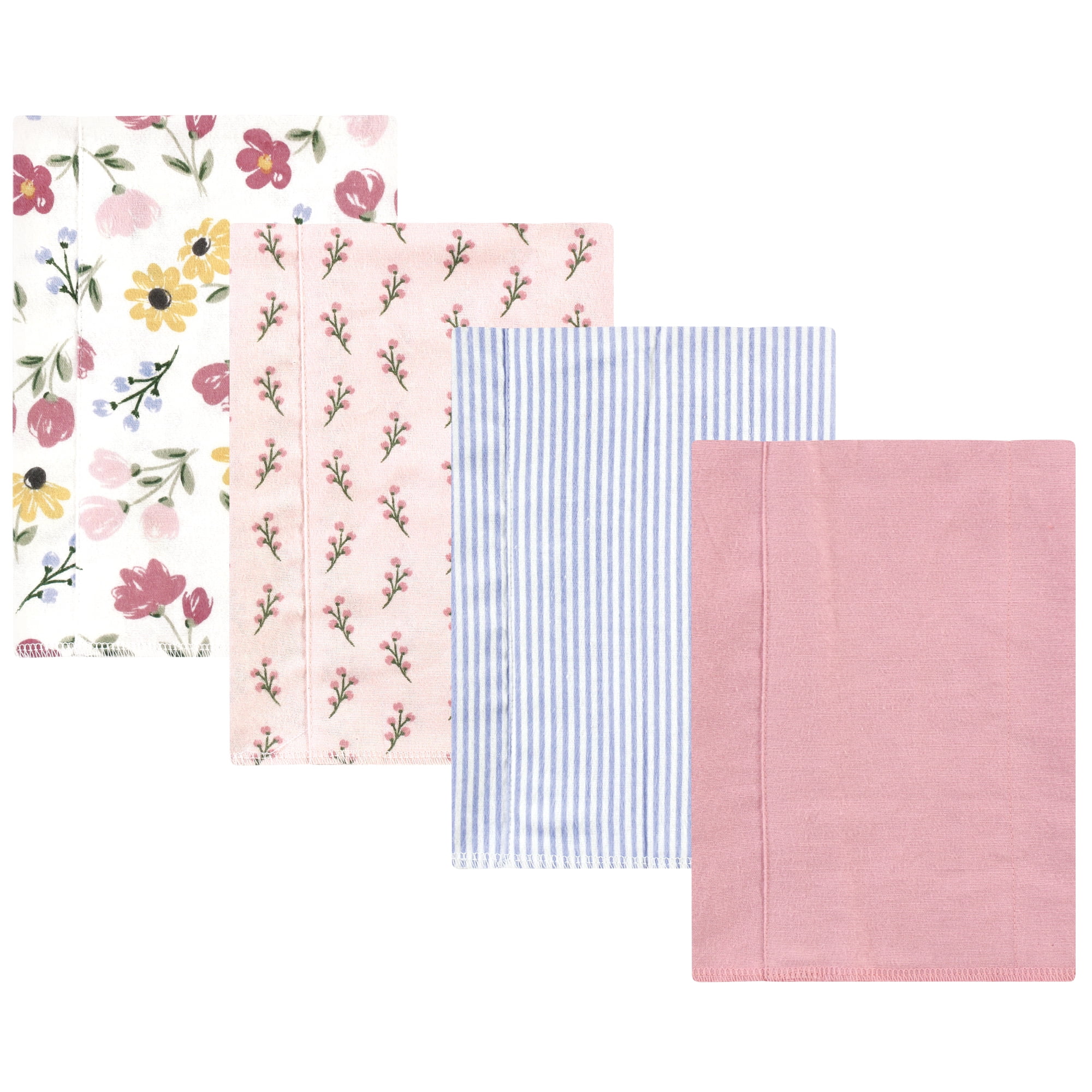 Luvable Friends Hudson Baby Flannel Burp Cloths 4pk, Painted Floral