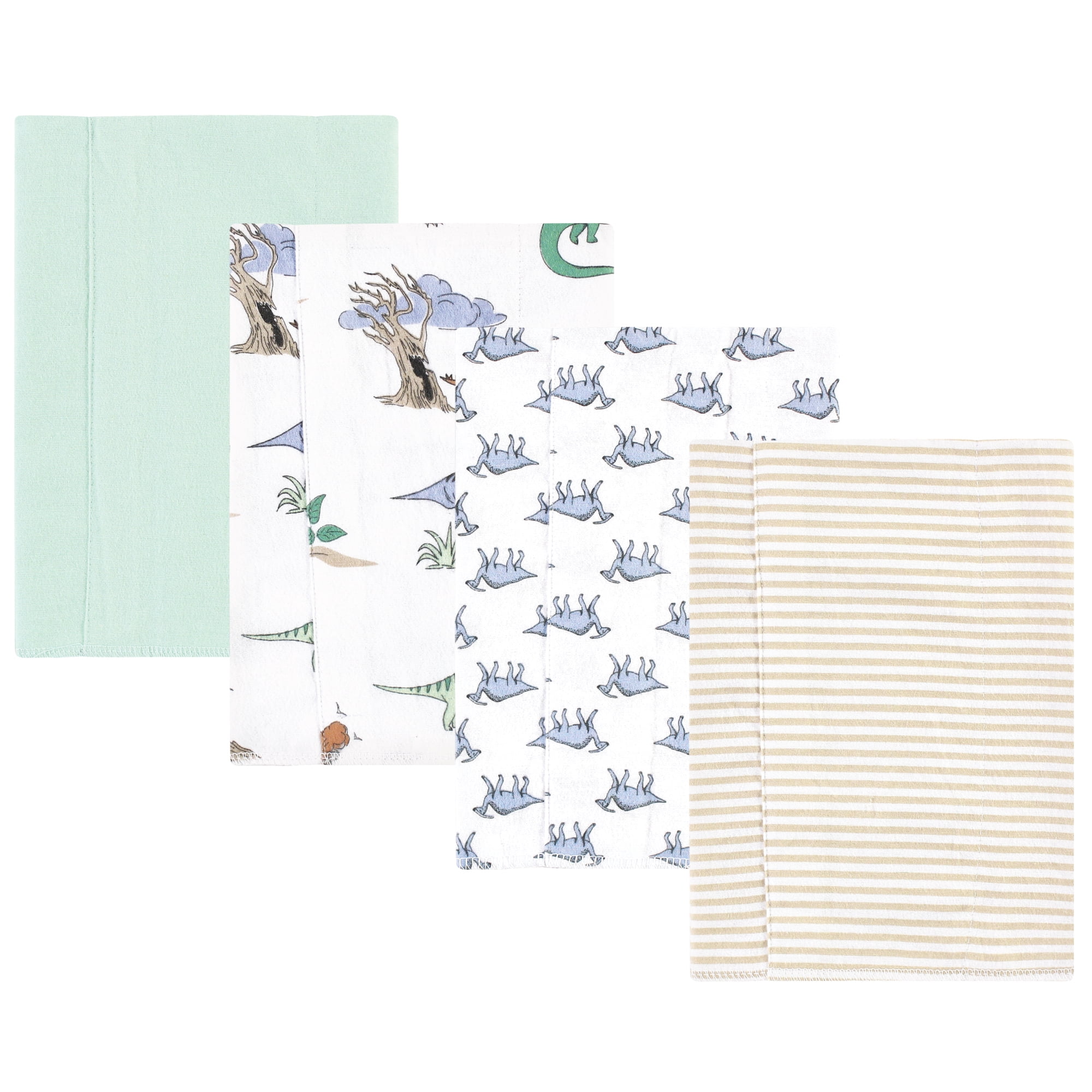 Luvable Friends Hudson Baby Flannel Burp Cloths 4pk, Pastel Dino