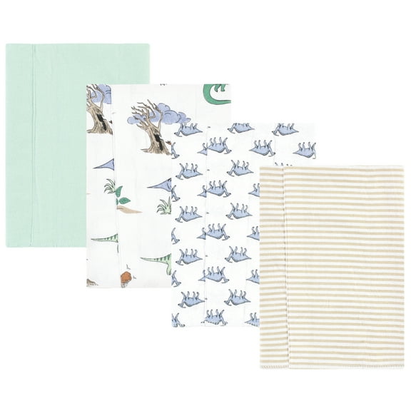 Luvable Friends Hudson Baby Flannel Burp Cloths 4pk, Pastel Dino