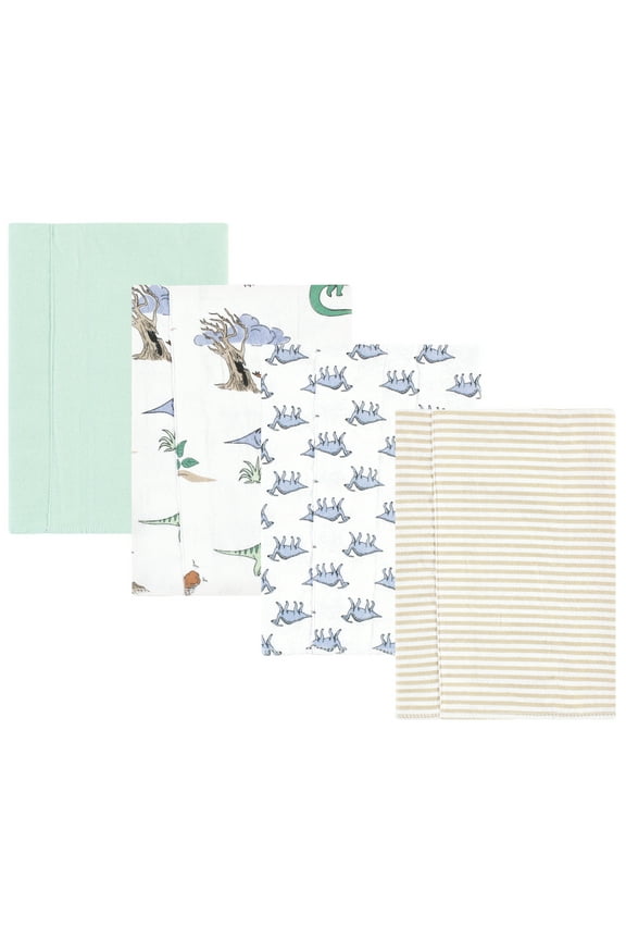 Hudson Baby Flannel Burp Cloths 4pk, Pastel Dino