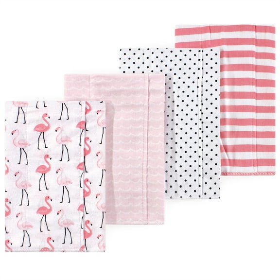 Luvable Friends Hudson Baby Flannel Burp Cloths 4pk, Pink Flamingo