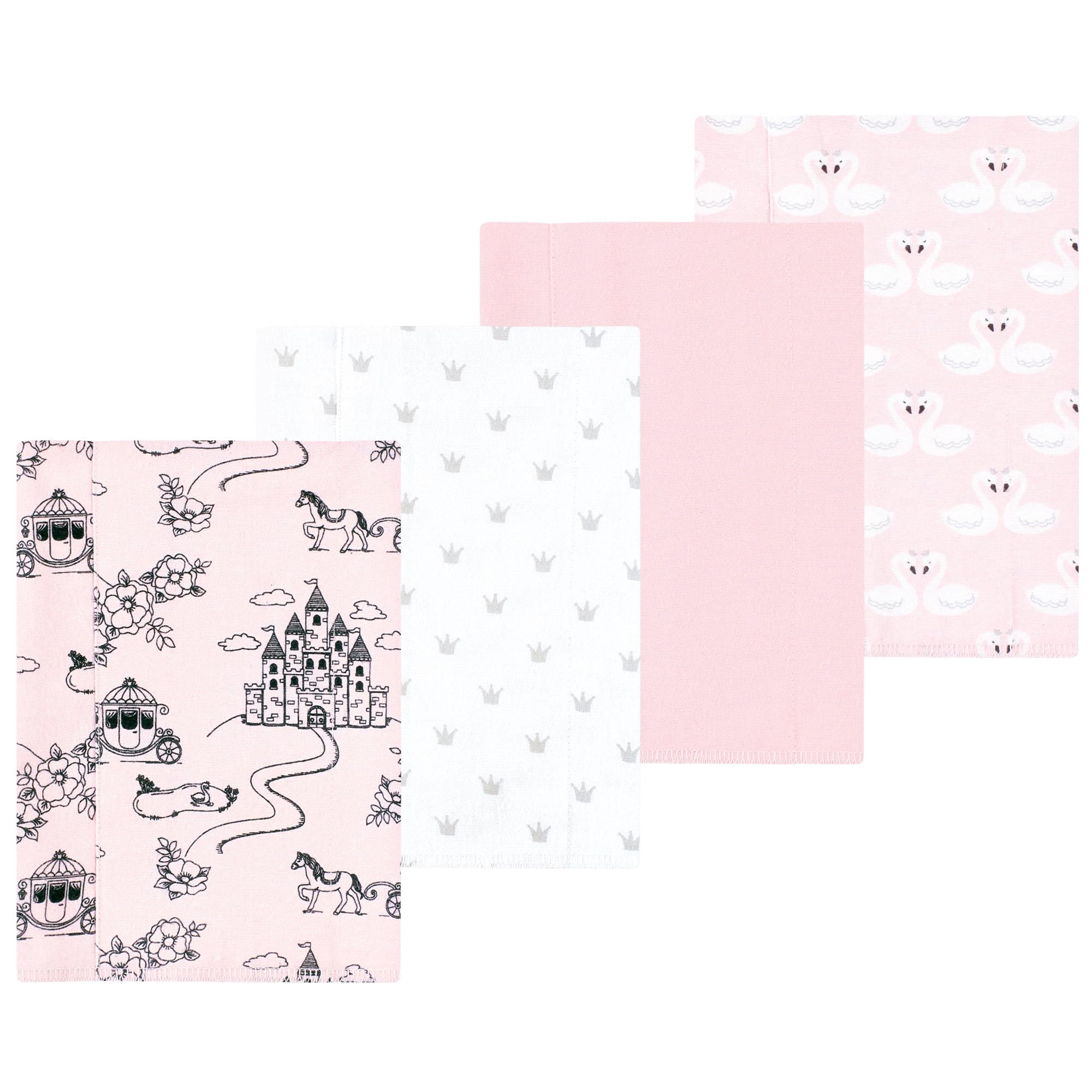 Luvable Friends Hudson Baby Flannel Burp Cloths 4pk, Pink Princess
