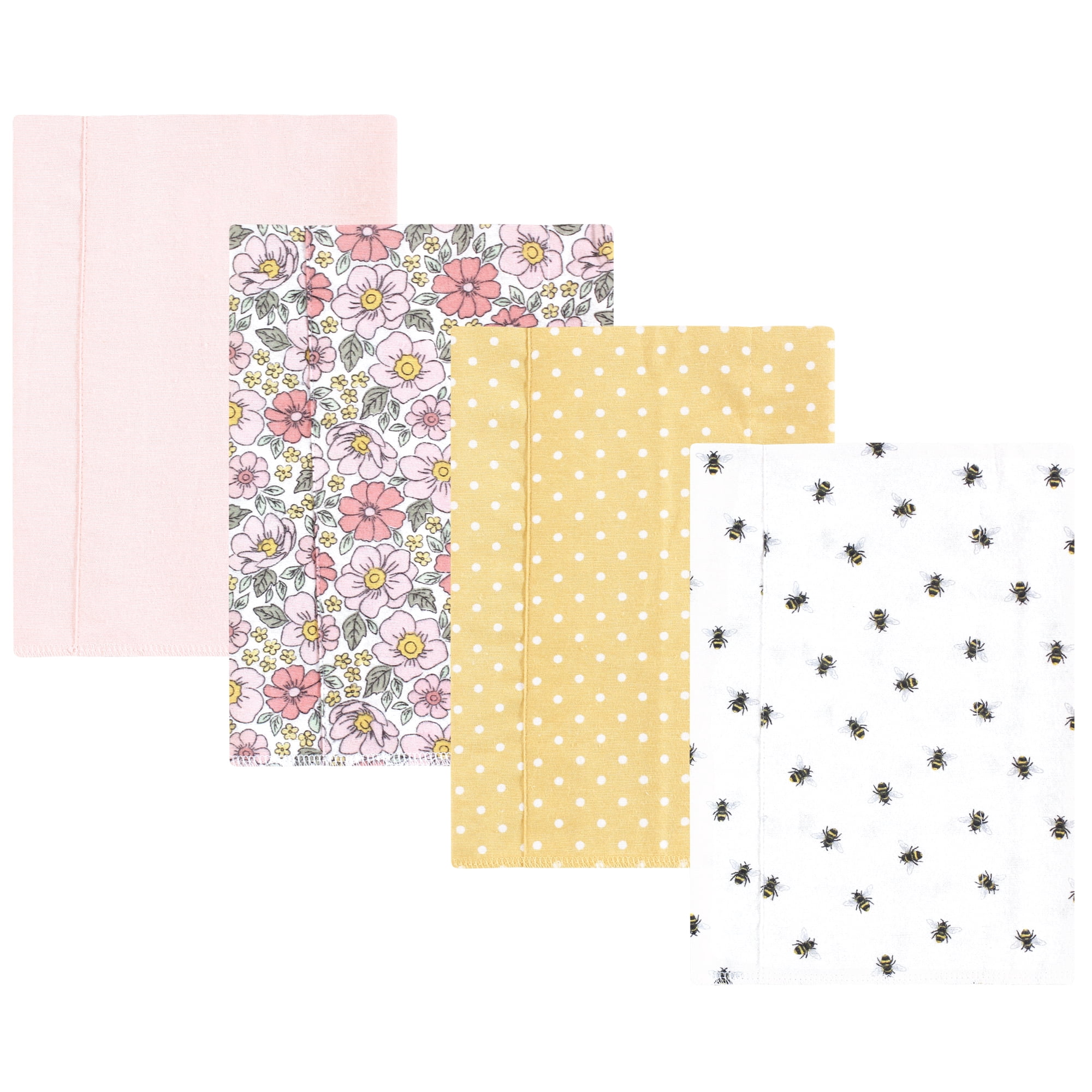 Luvable Friends Hudson Baby Flannel Burp Cloths 4pk, Pink Yellow Floral