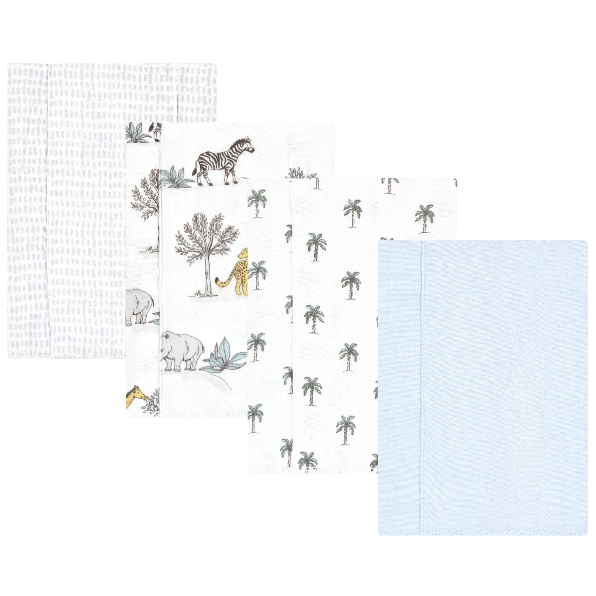 Luvable Friends Hudson Baby Flannel Burp Cloths 4pk, Safari Friends