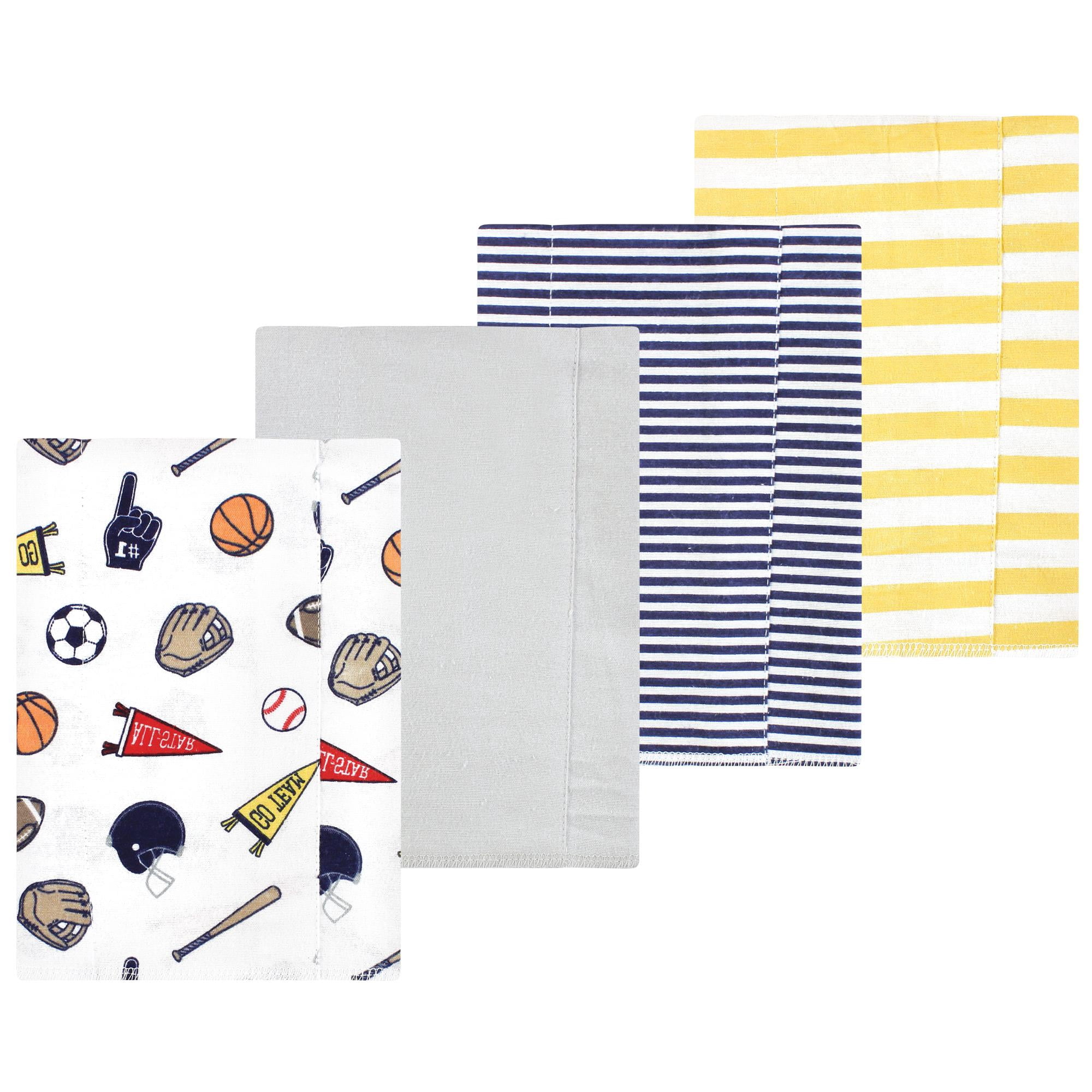 Luvable Friends Hudson Baby Cotton Poly Flannel Burp Cloths 4pk, Sports, One Size