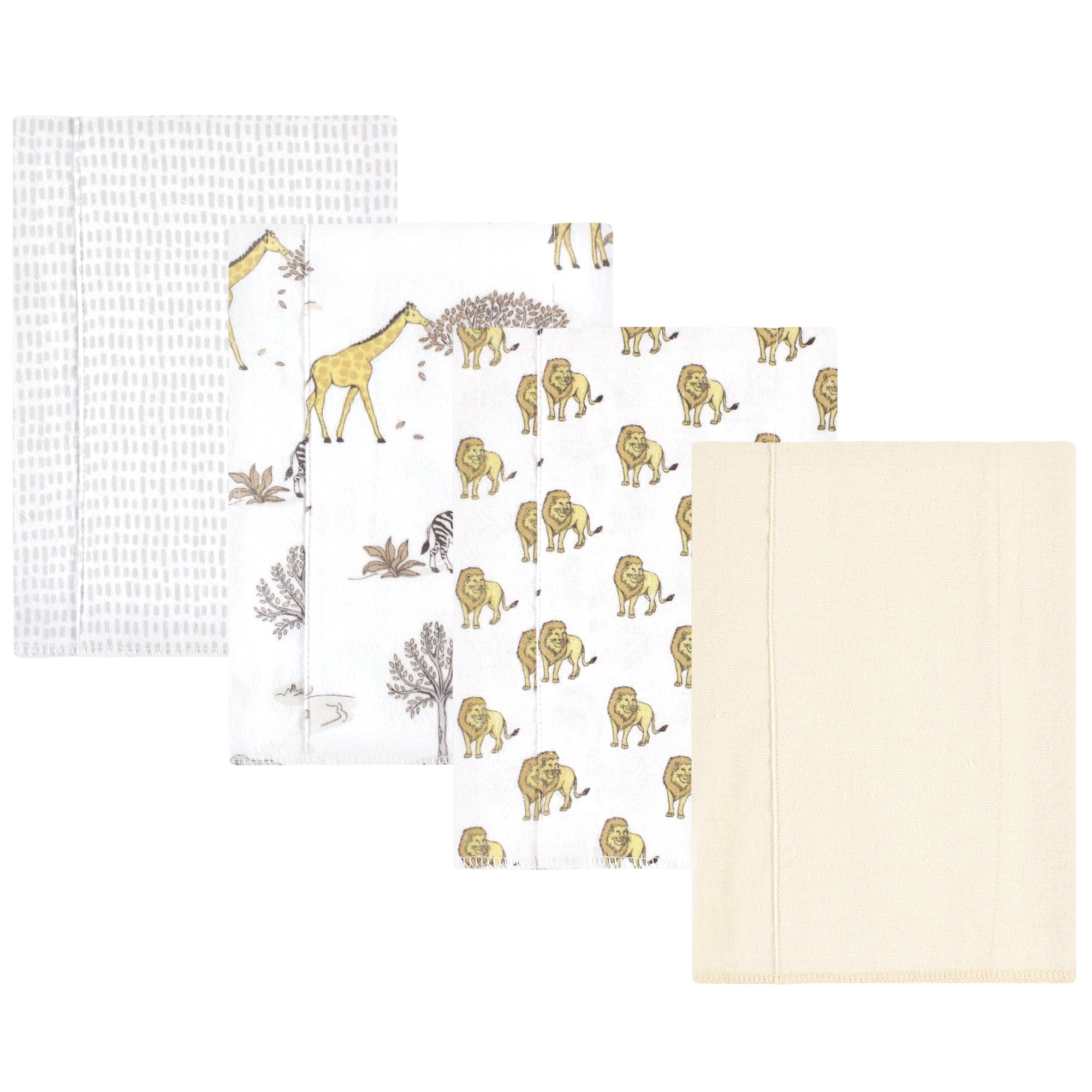 Luvable Friends Hudson Baby Cotton Poly Flannel Burp Cloths 4pk, Wild Safari World, One Size