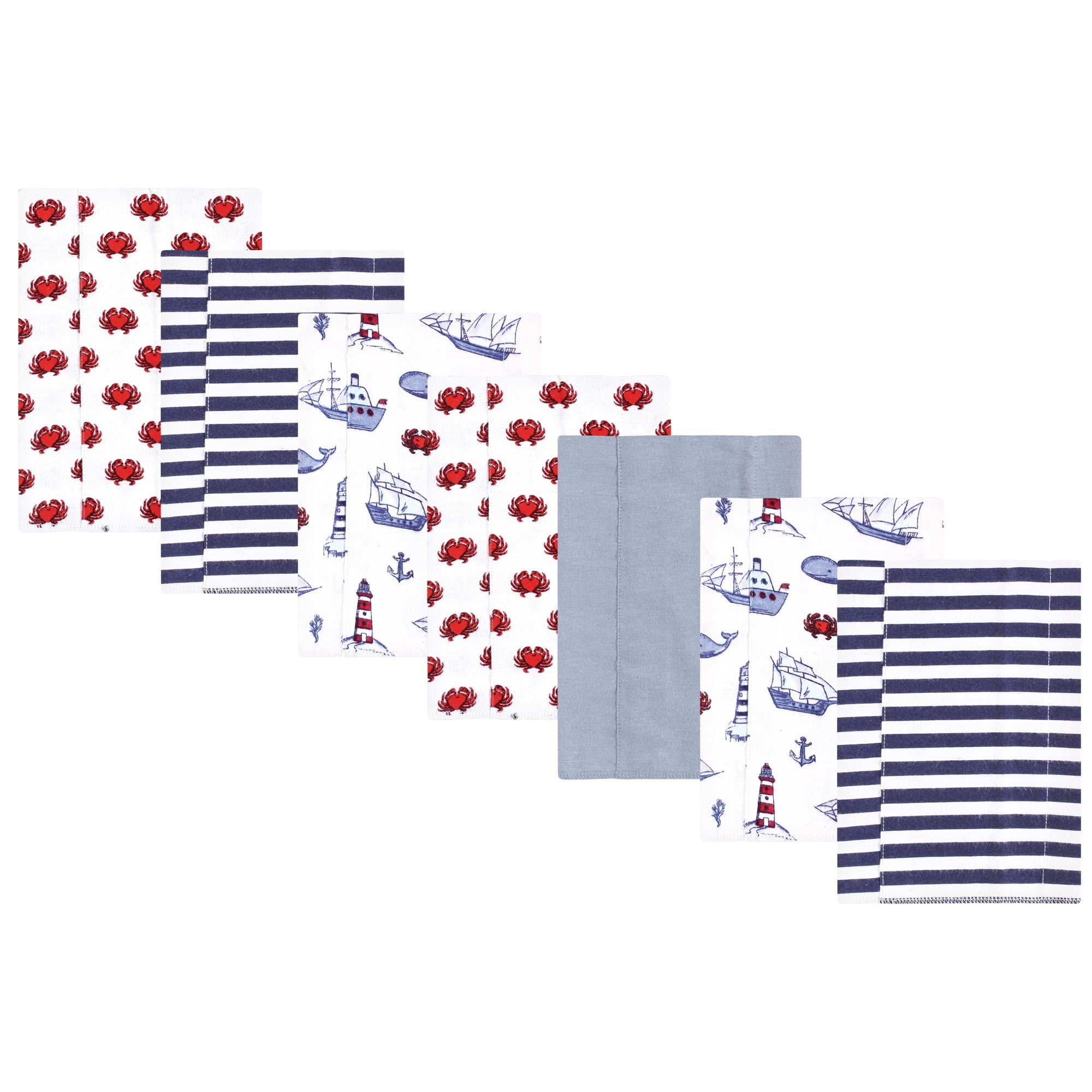 Luvable Friends Hudson Baby Cotton Poly Flannel Burp Cloths 7pk, Coastal Lighthouse, One Size