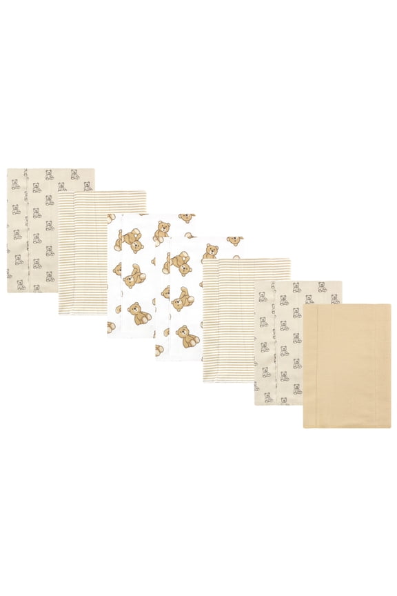 Hudson Baby Flannel Burp Cloths 7pk, Cuddle Bears