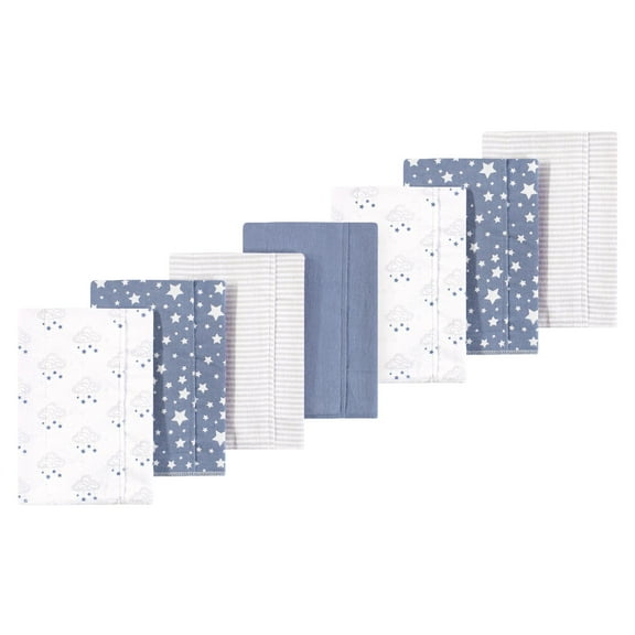 Luvable Friends Hudson Baby Flannel Burp Cloths 7pk, Dreamy Cloud Blue