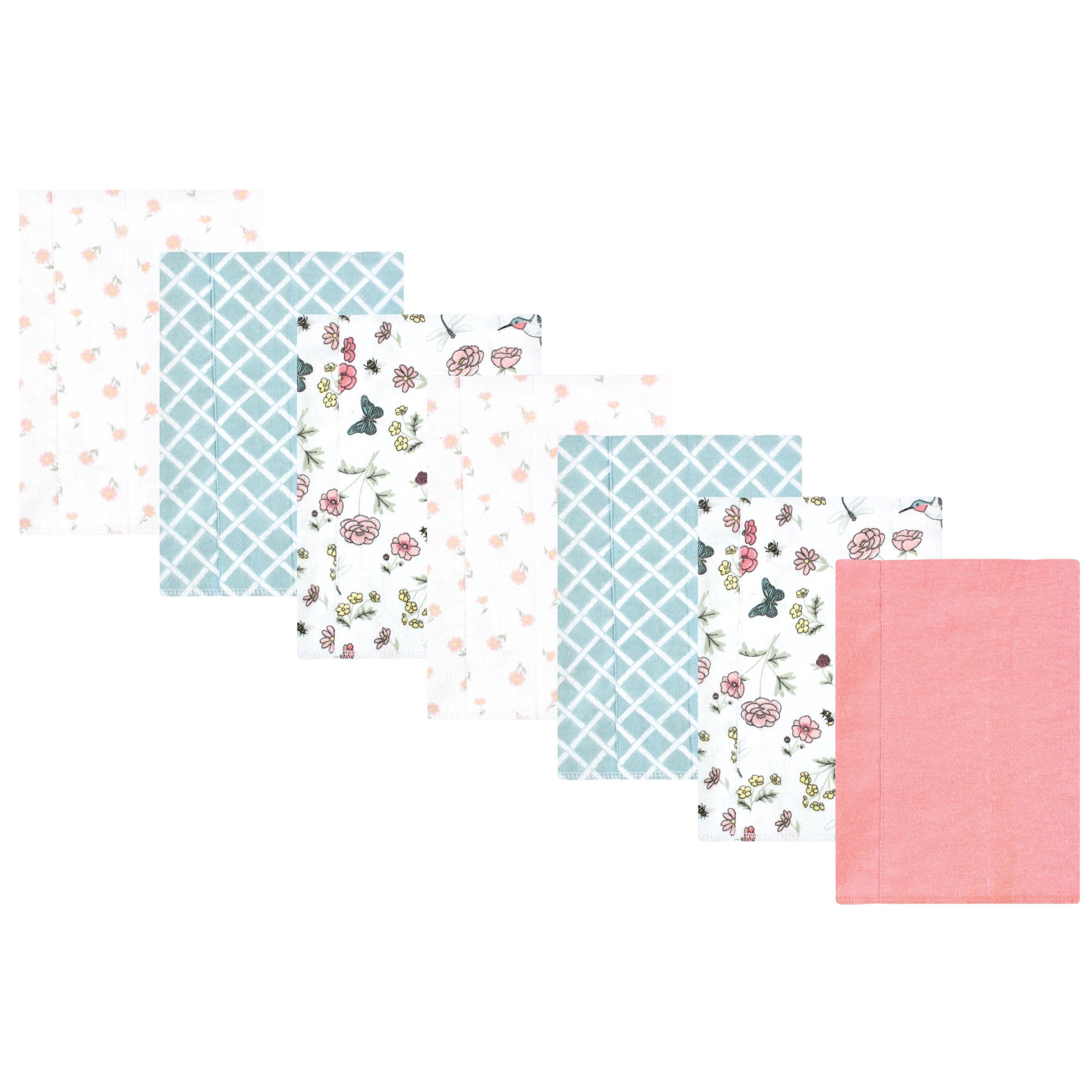 Luvable Friends Hudson Baby Flannel Burp Cloths 7pk, Garden Bird