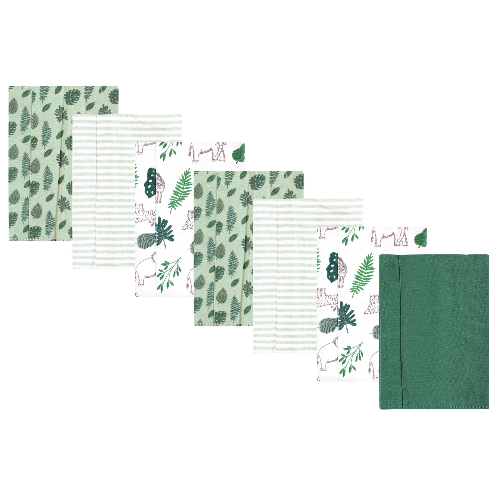 Luvable Friends Hudson Baby Flannel Burp Cloths 7pk, Jungle Green