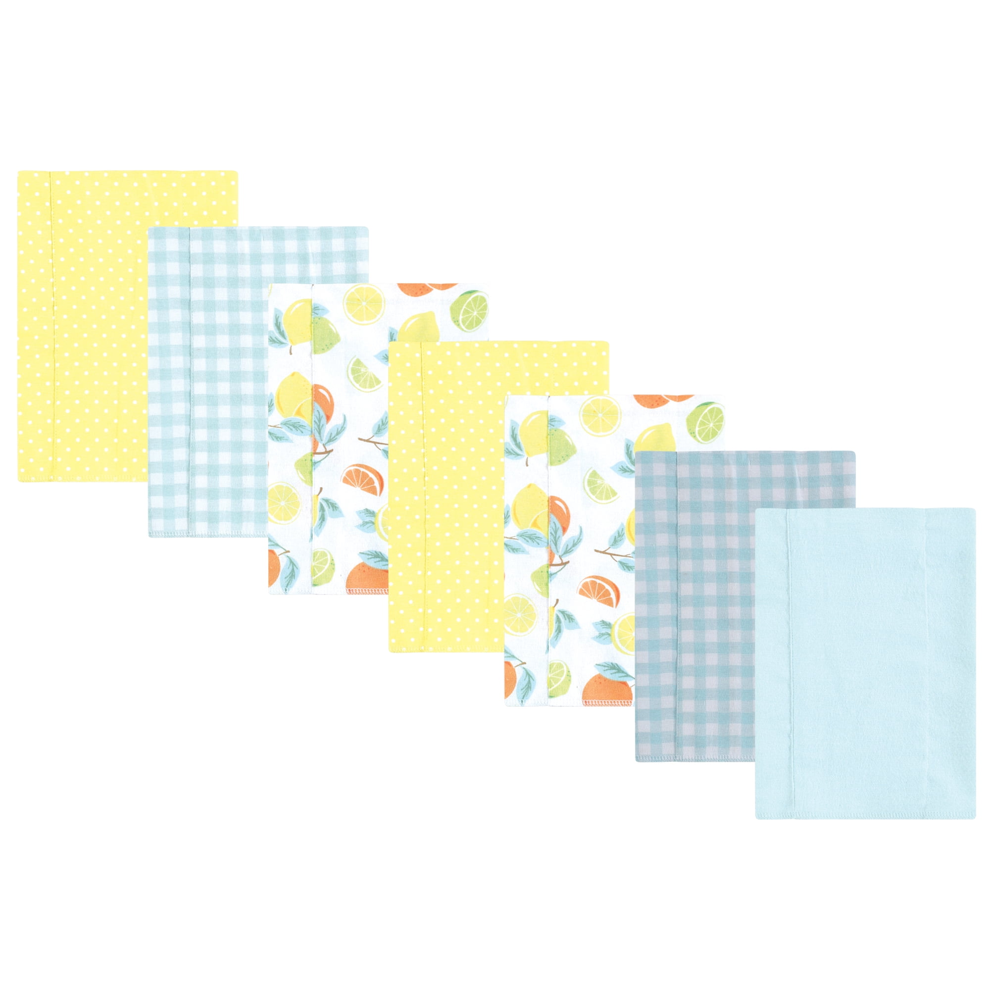 Luvable Friends Hudson Baby Cotton Poly Flannel Burp Cloths 7pk, Pastel Citrus, One Size