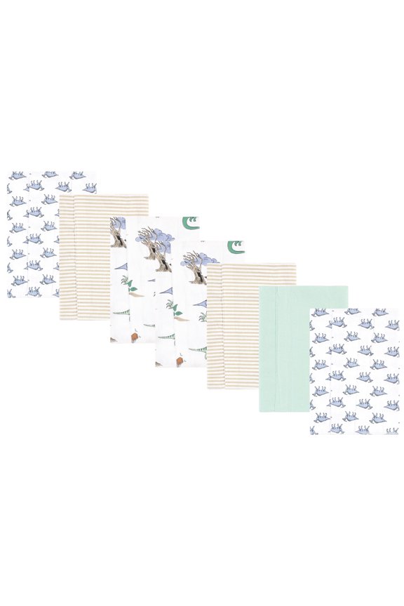 Hudson Baby Flannel Burp Cloths 7pk, Pastel Dino