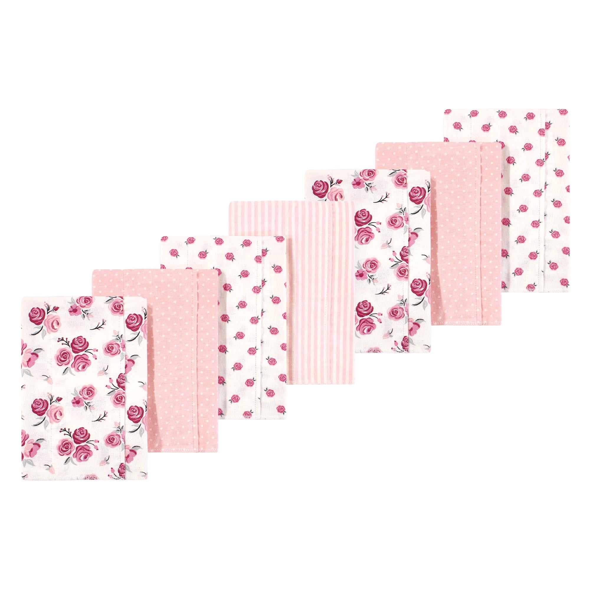 Luvable Friends Hudson Baby Flannel Burp Cloths 7pk, Pastel Rose