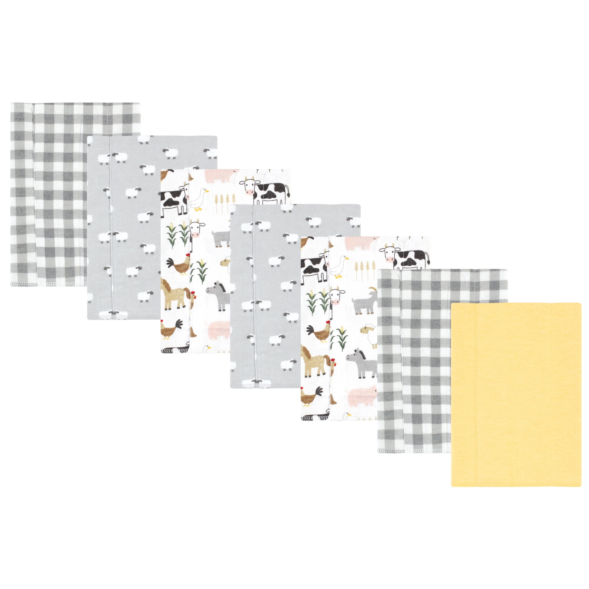 Luvable Friends Hudson Baby Cotton Poly Flannel Burp Cloths 7pk, Pastoral Farm, One Size