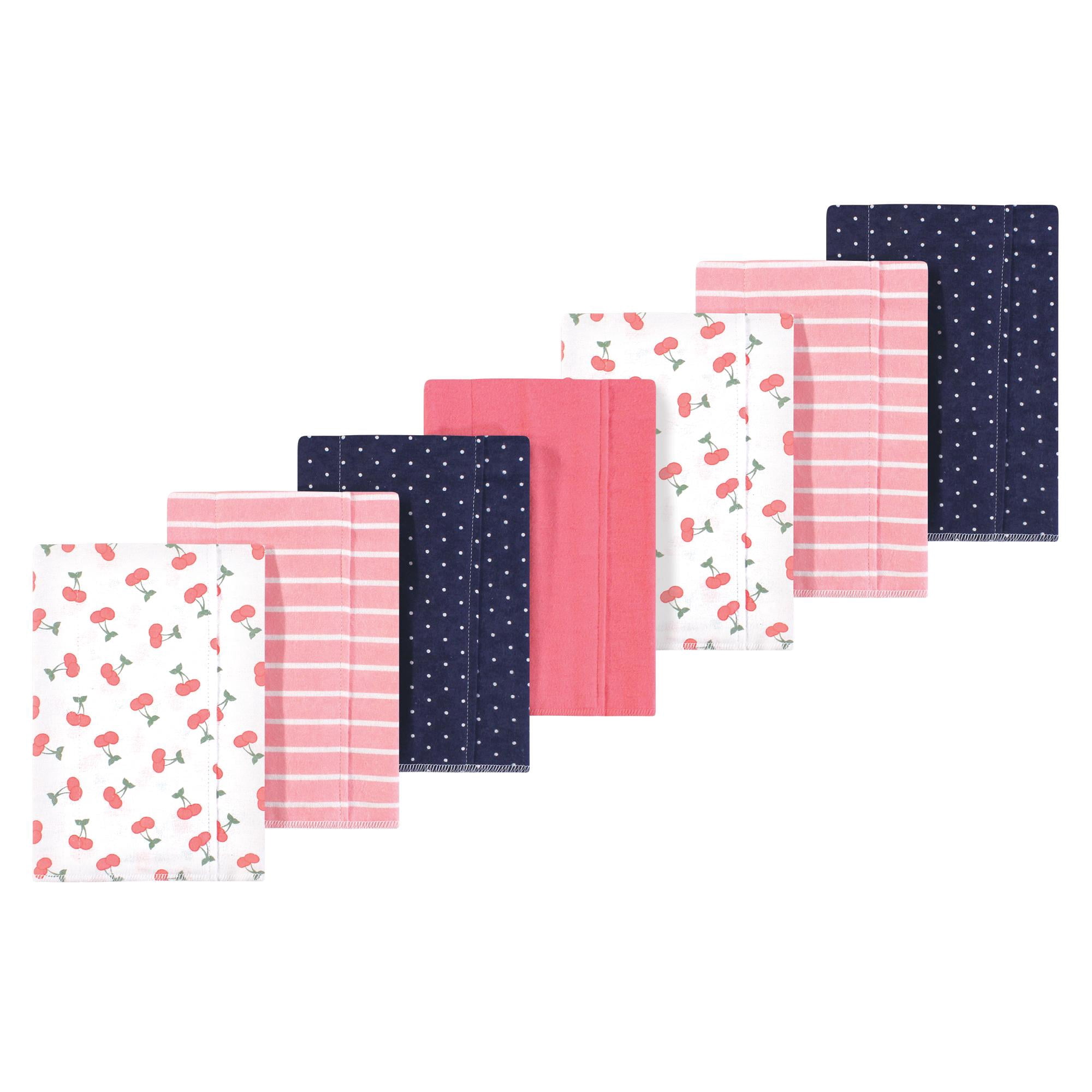 Luvable Friends Hudson Baby Flannel Burp Cloths 7pk, Pink Cherry