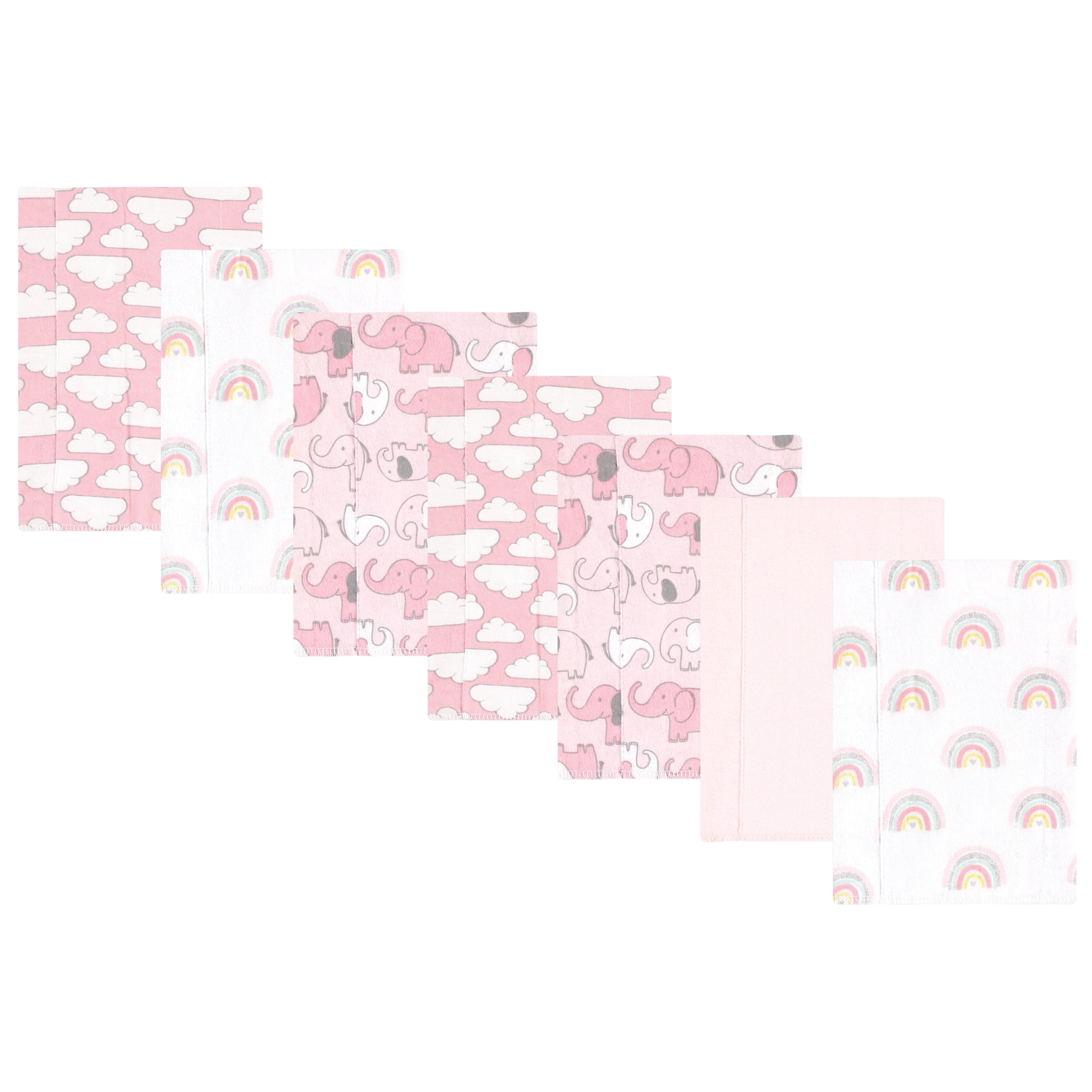 Luvable Friends Hudson Baby Flannel Burp Cloths 7pk, Pink Elephant Parade