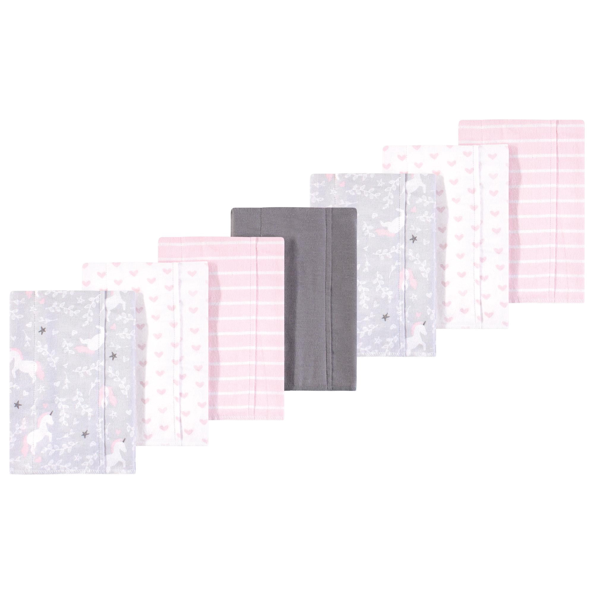 Luvable Friends Hudson Baby Flannel Burp Cloths 7pk, Playful Unicorn