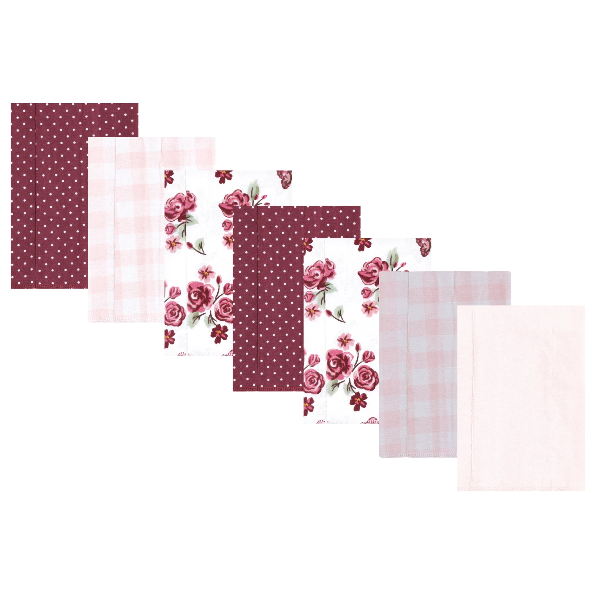 Luvable Friends Hudson Baby Flannel Burp Cloths 7pk, Rose Garden