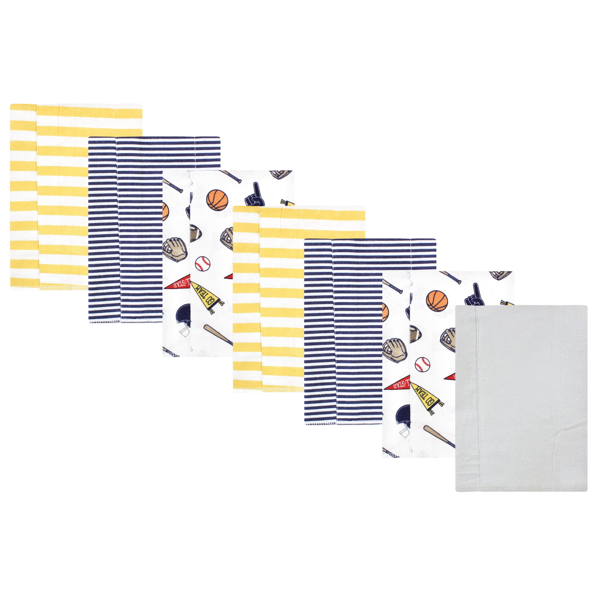 Luvable Friends Hudson Baby Cotton Poly Flannel Burp Cloths 7pk, Sports, One Size