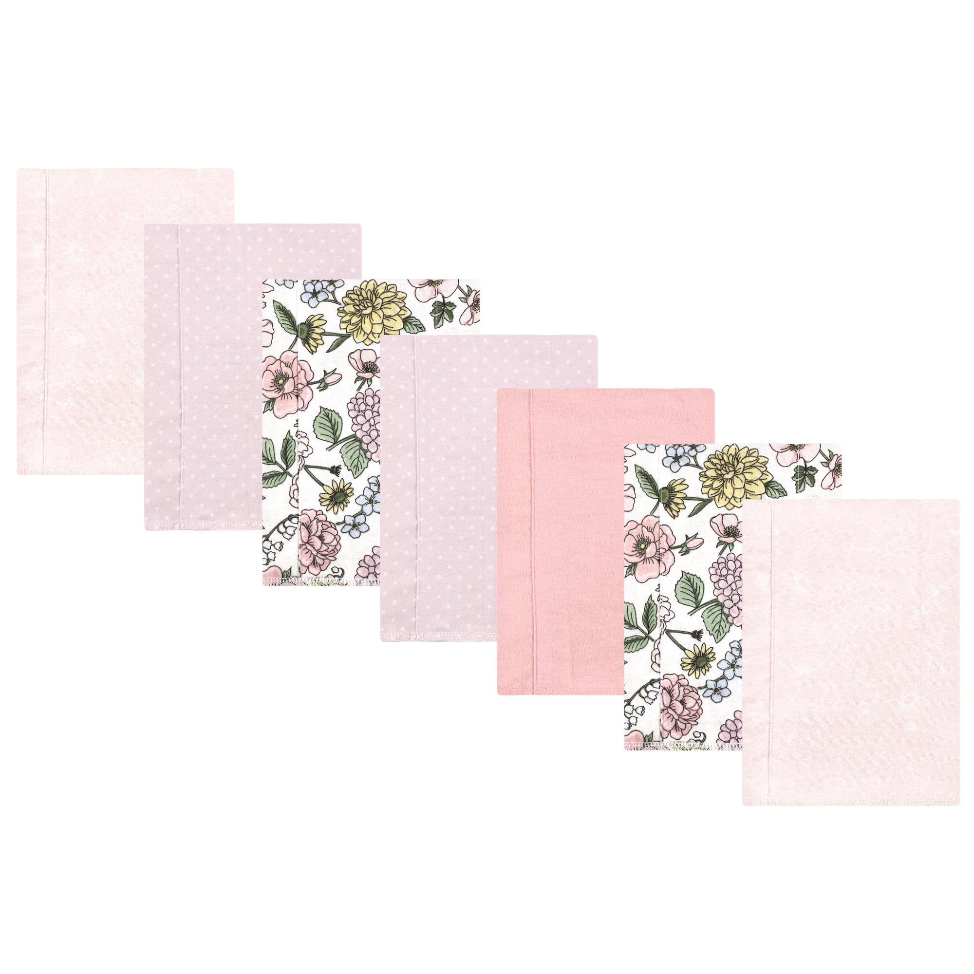 Luvable Friends Hudson Baby Cotton Poly Flannel Burp Cloths 7pk, Vintage Floral, One Size