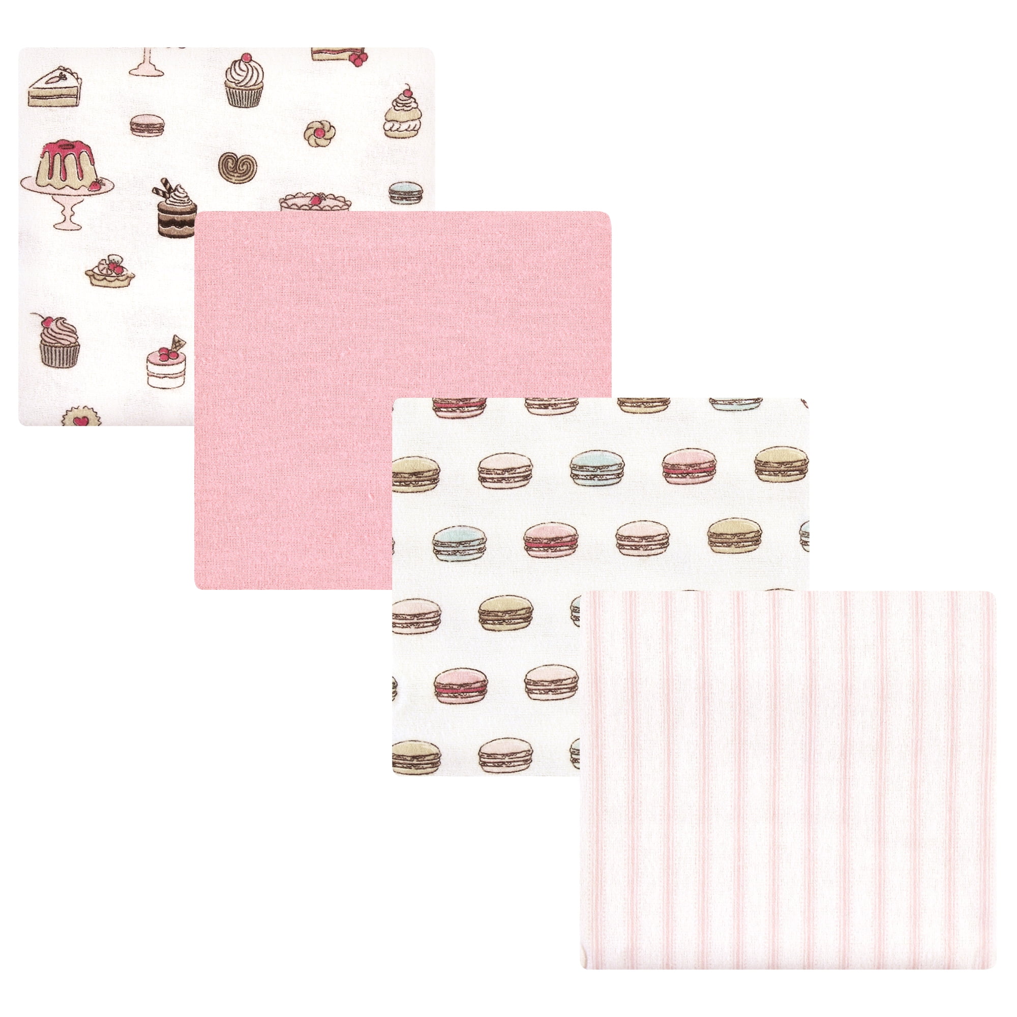 Luvable Friends Hudson Baby Flannel Receiving Blankets 4pk, Bakery