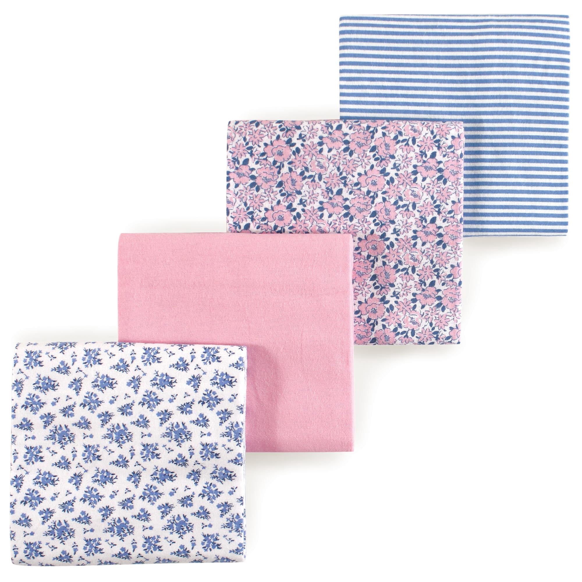 Luvable Friends Hudson Baby Flannel Receiving Blankets 4pk, Blooming Classic Floral