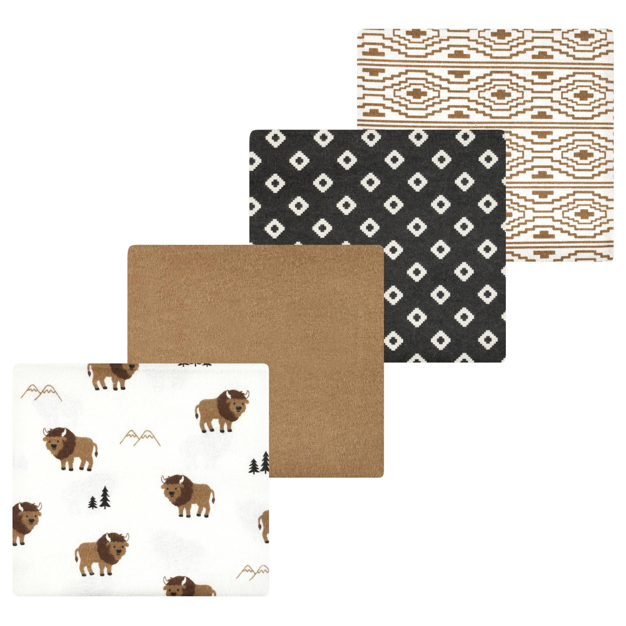 Luvable Friends Hudson Baby Cotton Poly Flannel Receiving Blankets 4pk, Buffalos, One Size