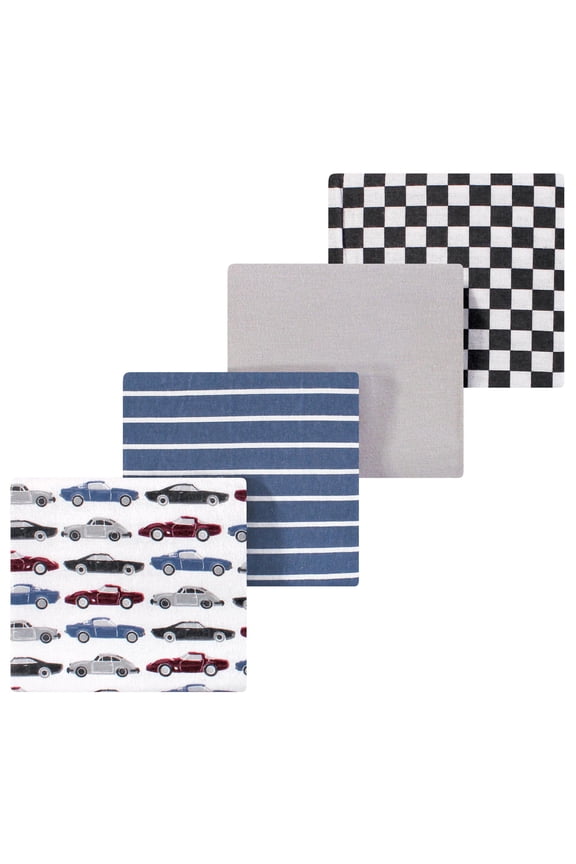 Hudson Baby Flannel Receiving Blankets 4pk, Classic Cars