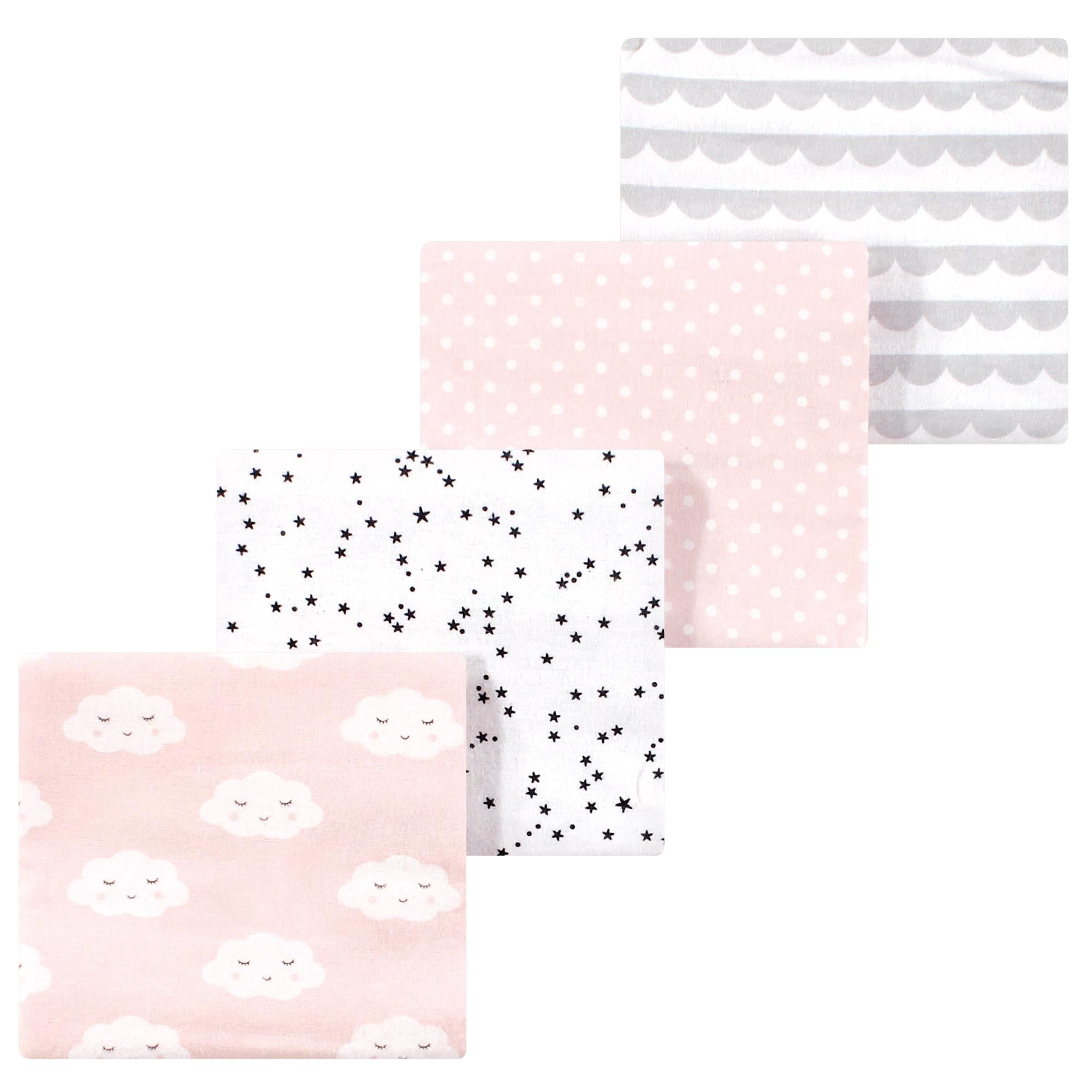 Luvable Friends Hudson Baby Cotton Poly Flannel Receiving Blankets 4pk, Cloudy Dream, One Size