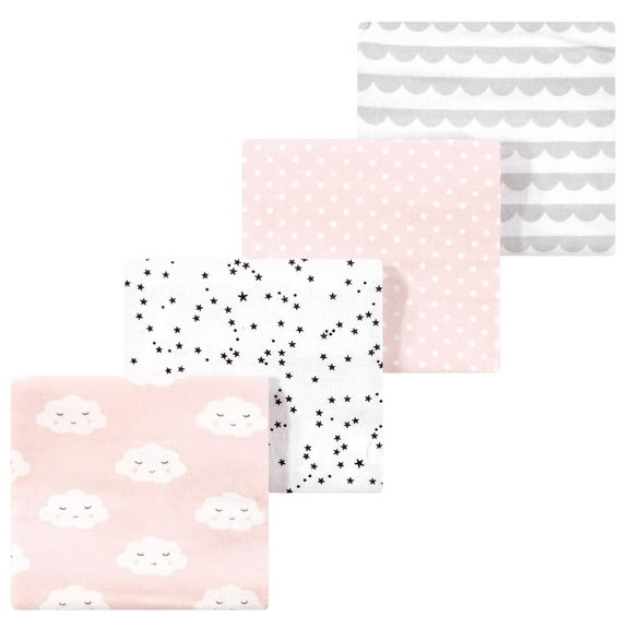 Luvable Friends Hudson Baby Flannel Receiving Blankets 4pk, Cloudy Dream