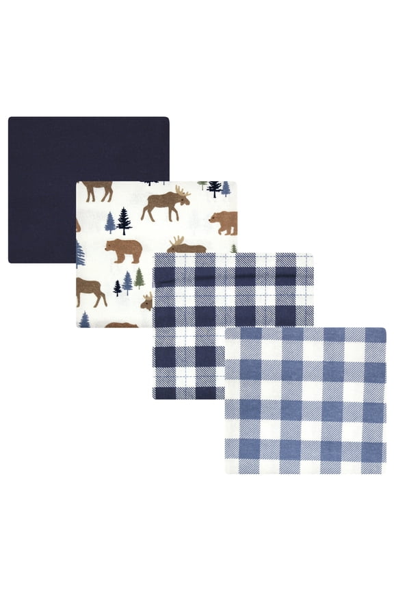 Hudson Baby Flannel Receiving Blankets 4pk, Forest Bear