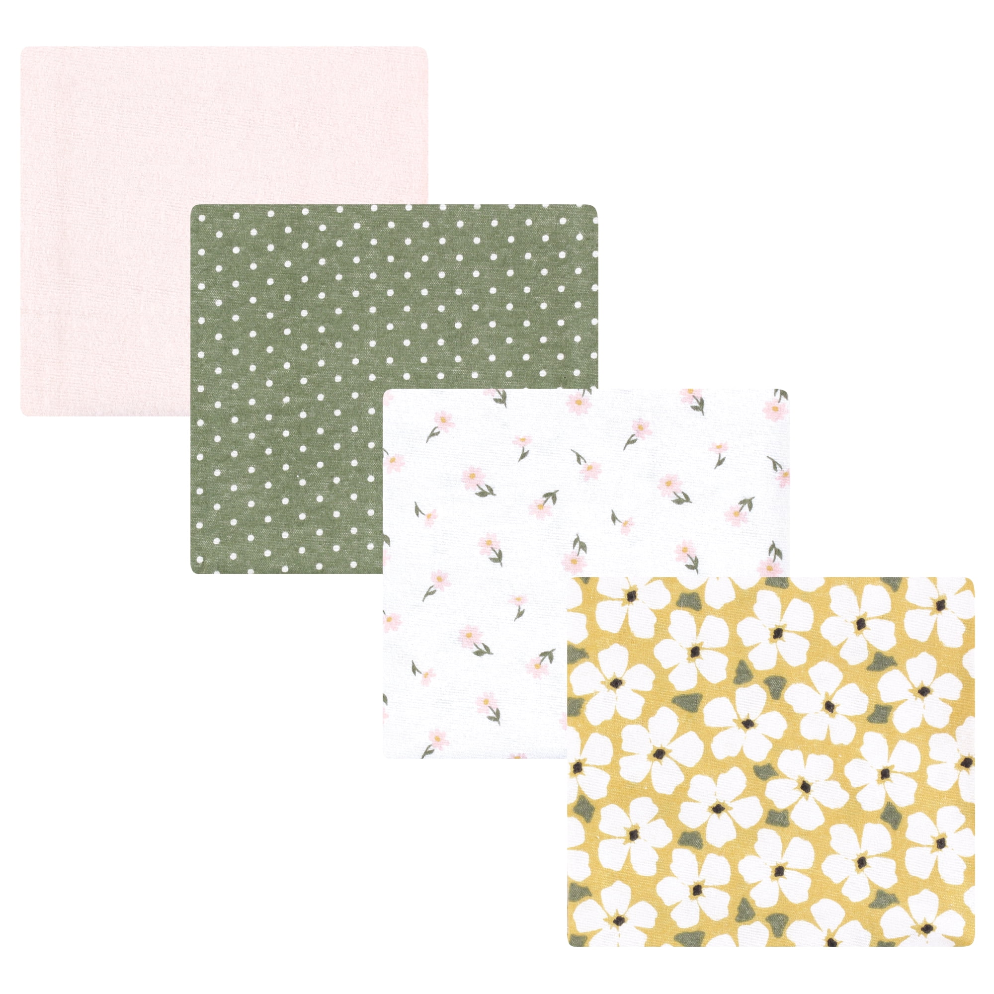 Luvable Friends Hudson Baby Flannel Receiving Blankets 4pk, Green Garden