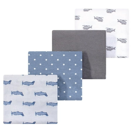 Luvable Friends Hudson Baby Flannel Receiving Blankets 4pk, Helicopter