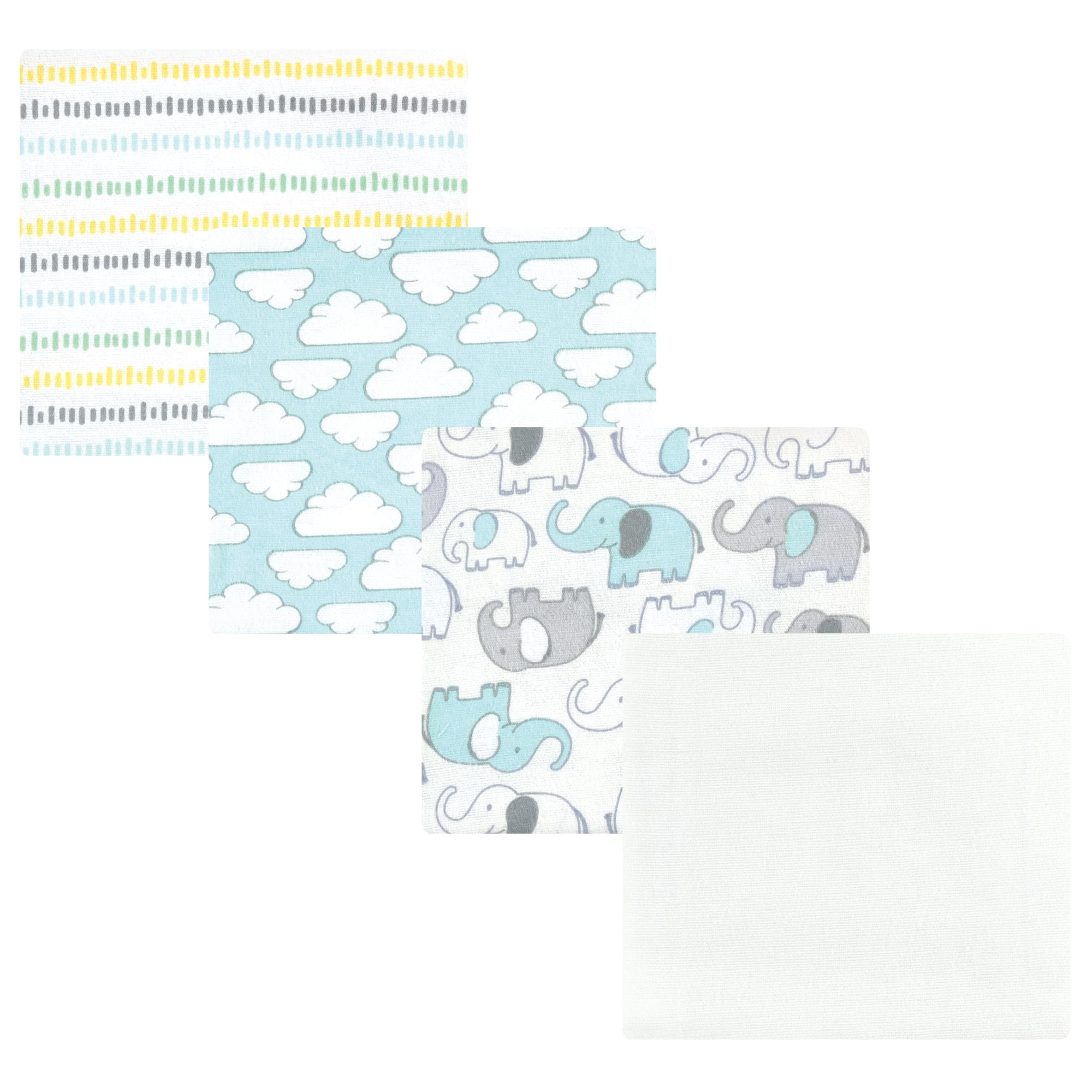 Luvable Friends Hudson Baby Flannel Receiving Blankets 4pk, New Elephant
