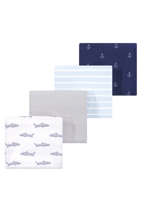 Hudson Baby Flannel Receiving Blankets 4pk, Ocean Sharks