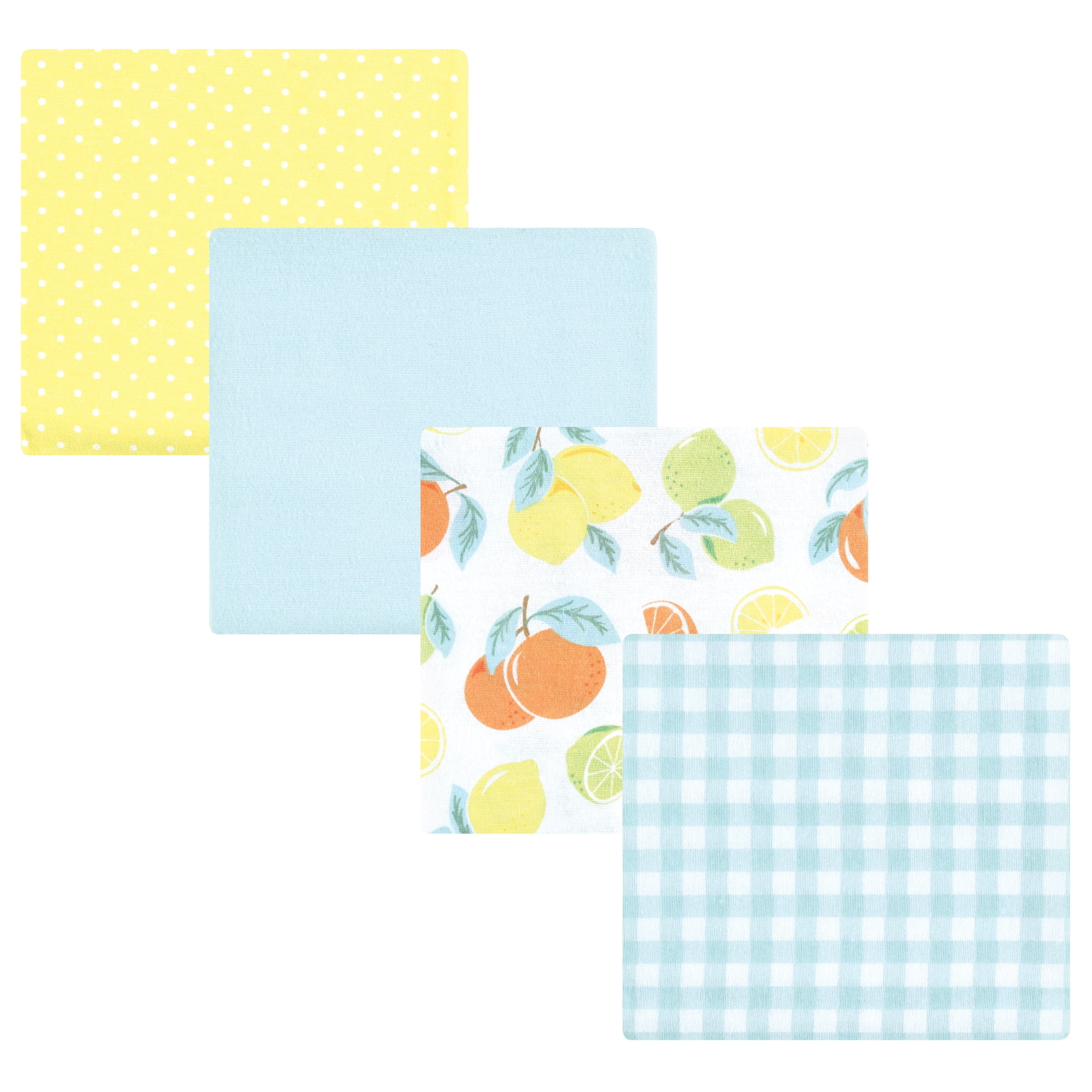 Luvable Friends Hudson Baby Flannel Receiving Blankets 4pk, Pastel Citrus
