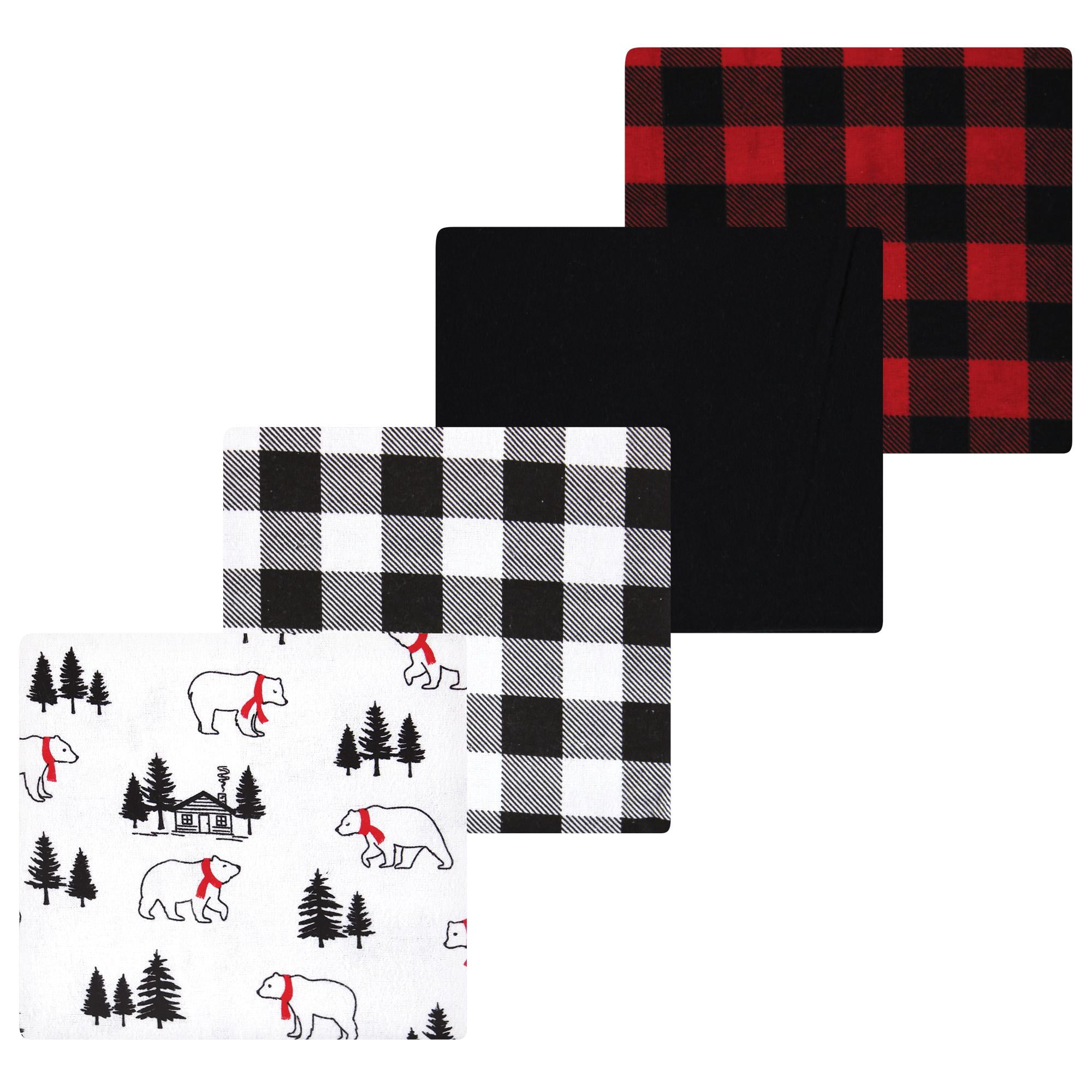 Luvable Friends Hudson Baby Flannel Receiving Blankets 4pk Plaid Bear