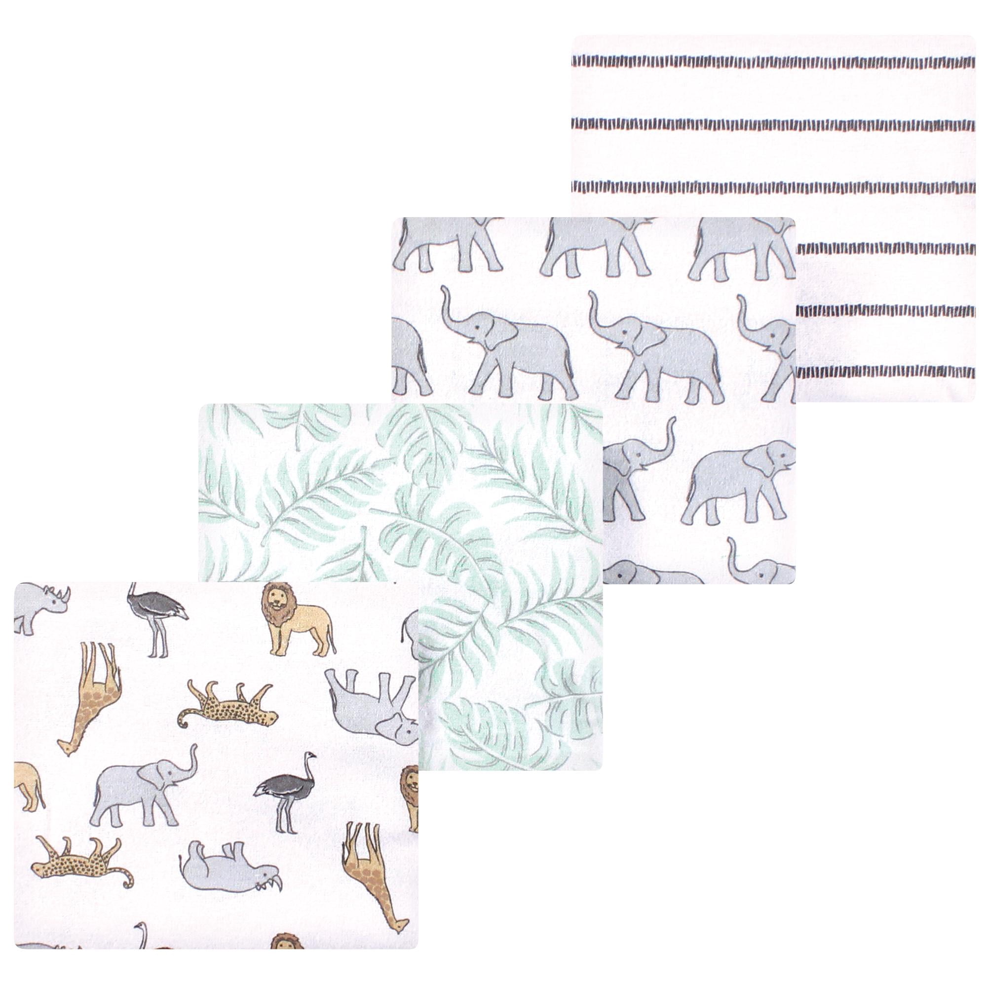 Luvable Friends Hudson Baby Flannel Receiving Blankets 4pk, Safari Adventure