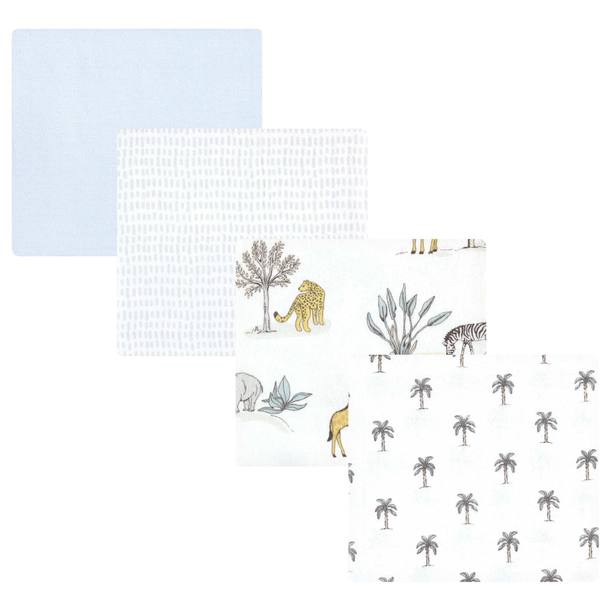 Luvable Friends Hudson Baby Flannel Receiving Blankets 4pk, Safari Friends