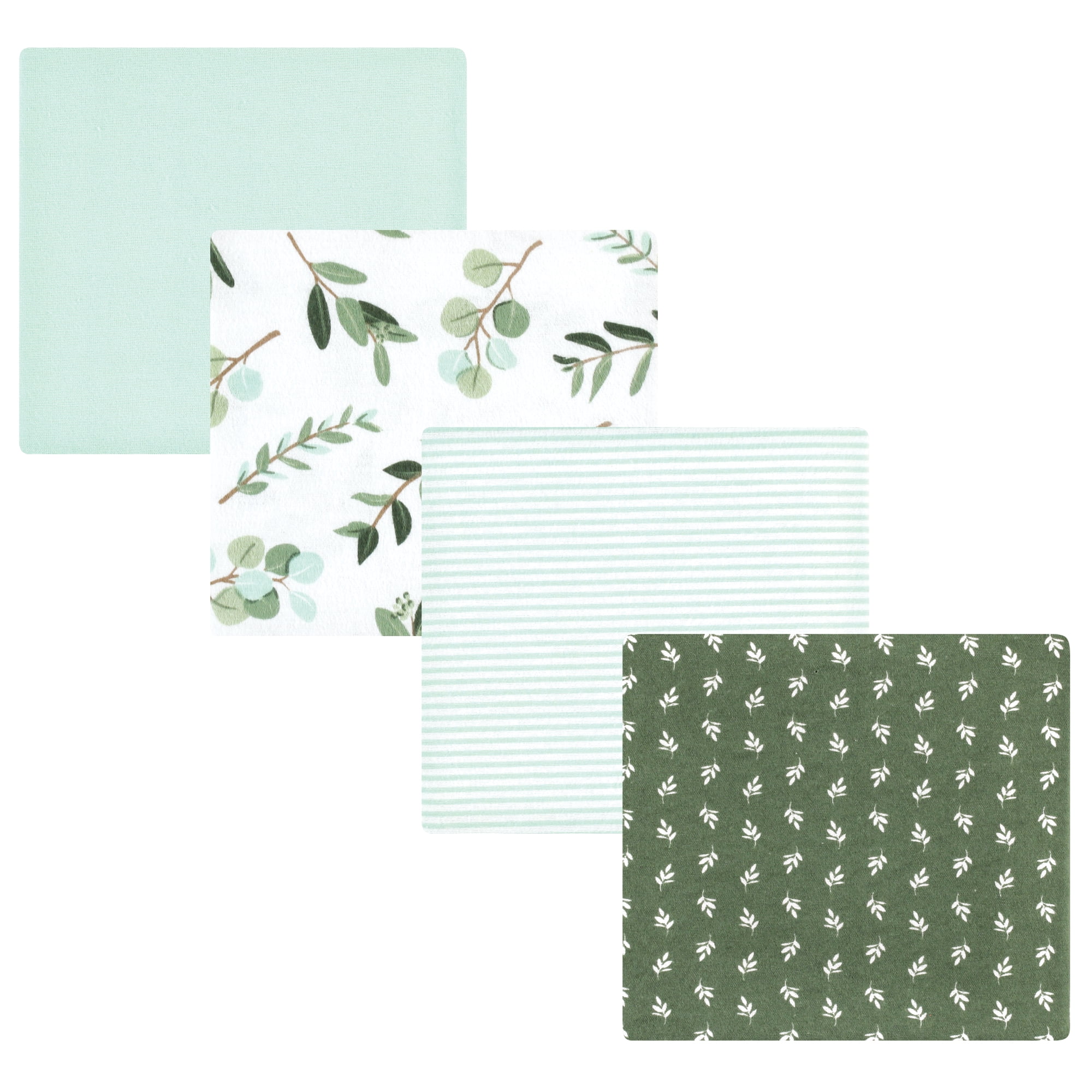 Luvable Friends Hudson Baby Flannel Receiving Blankets 4pk, Sage Eucalyptus