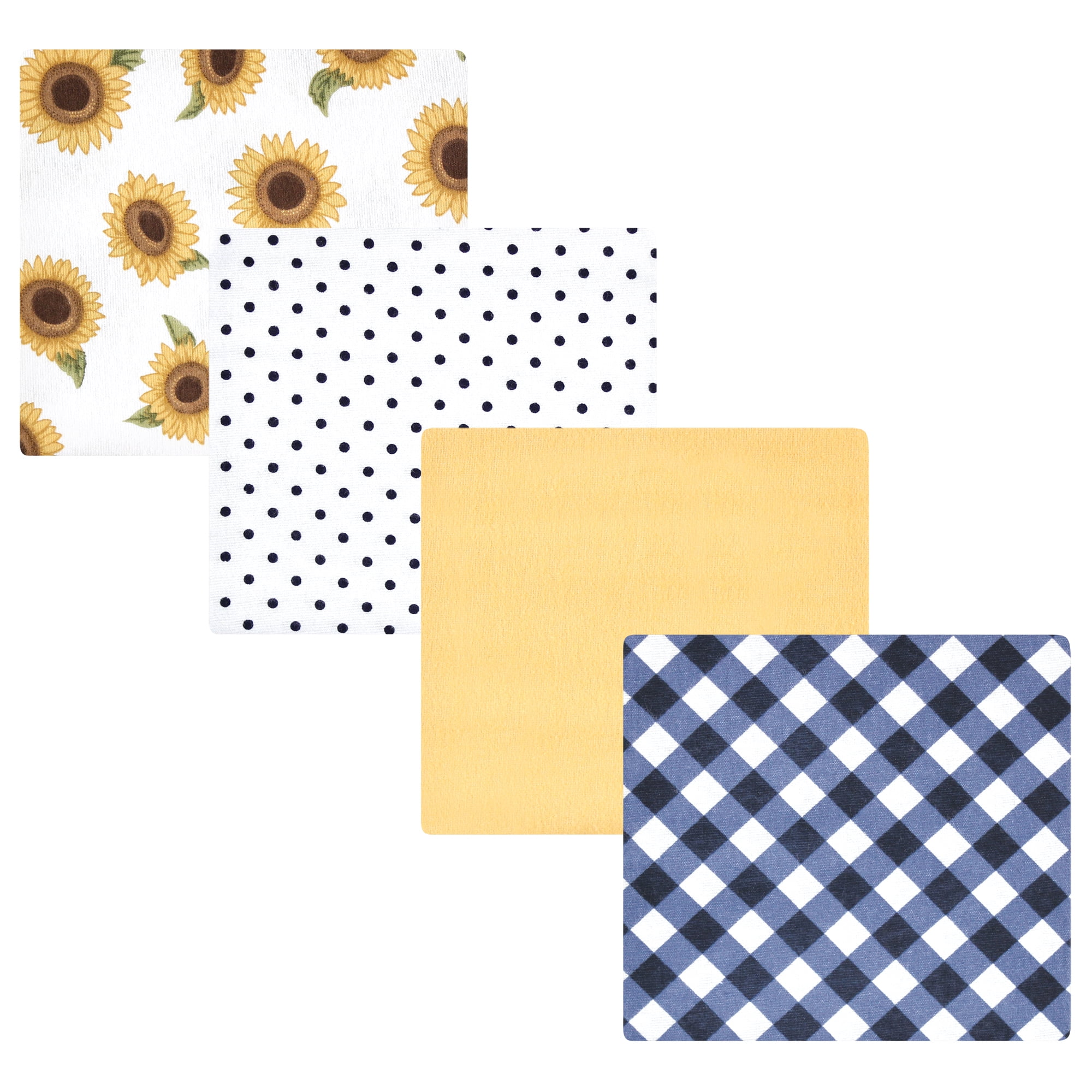 Luvable Friends Hudson Baby Flannel Receiving Blankets 4pk, Sunny Floral