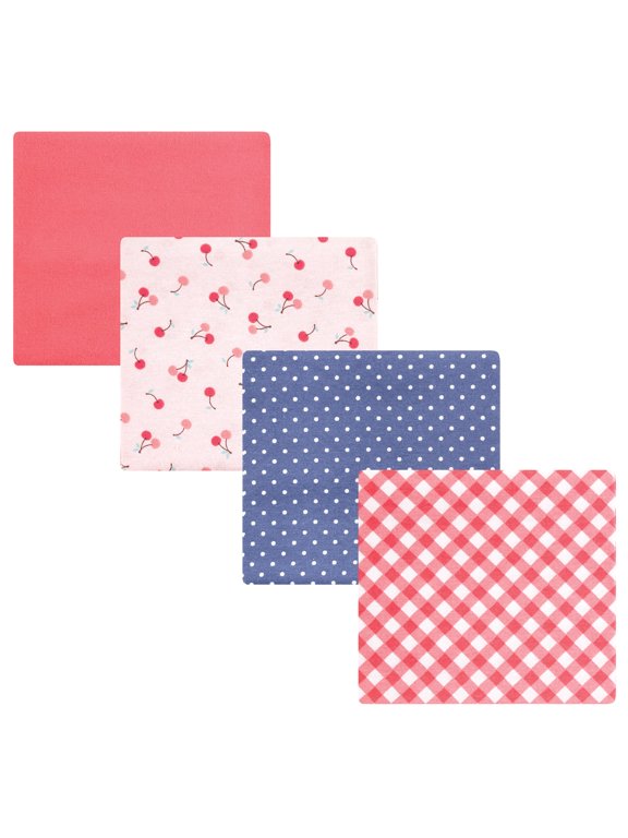 Hudson Baby Cotton Poly Flannel Receiving Blankets 4pk, Sweet Cherries, One Size