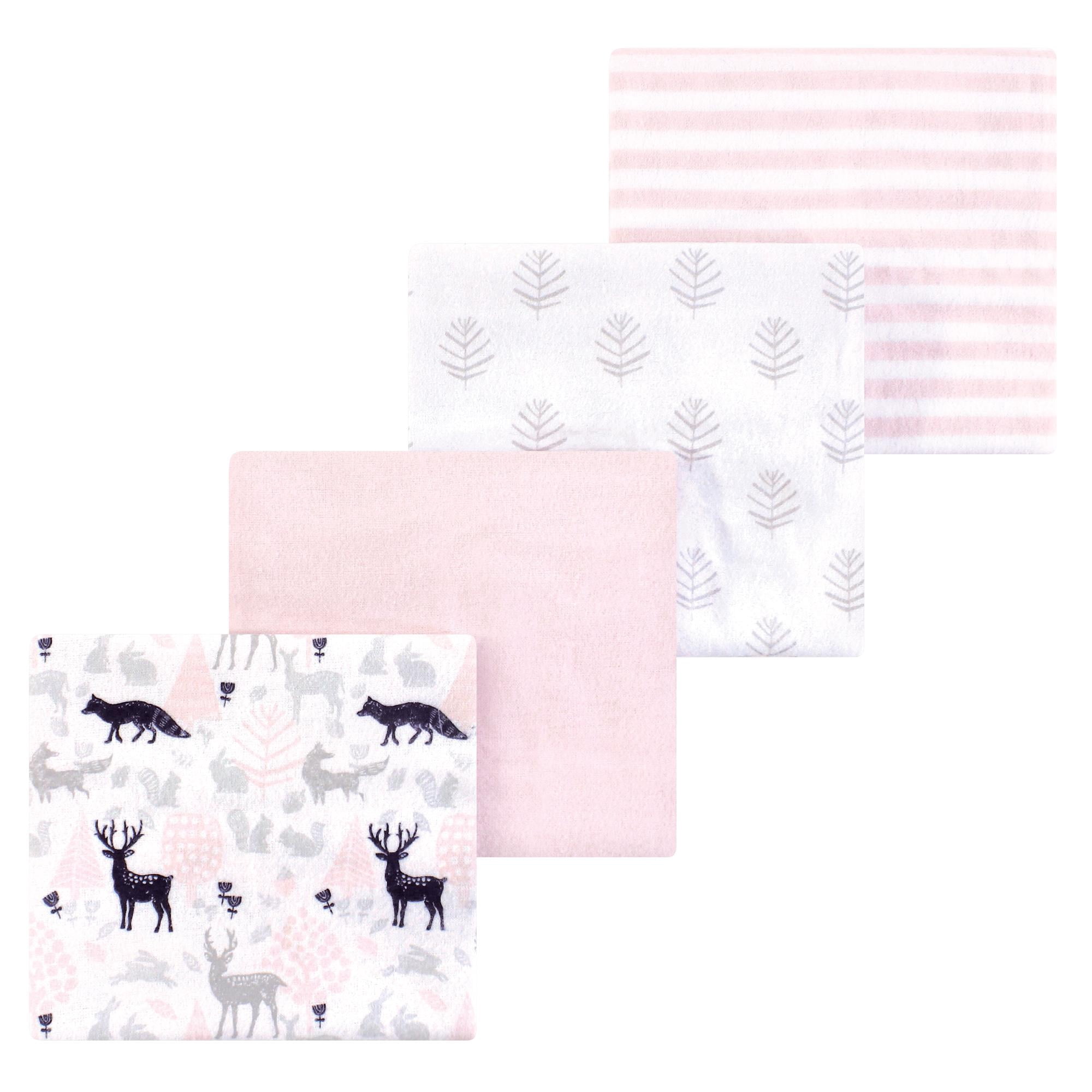 Luvable Friends Hudson Baby Flannel Receiving Blankets 4pk, Woodland Girl