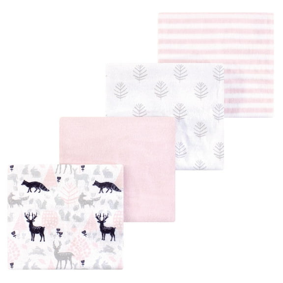 Luvable Friends Hudson Baby Flannel Receiving Blankets 4pk, Woodland Girl