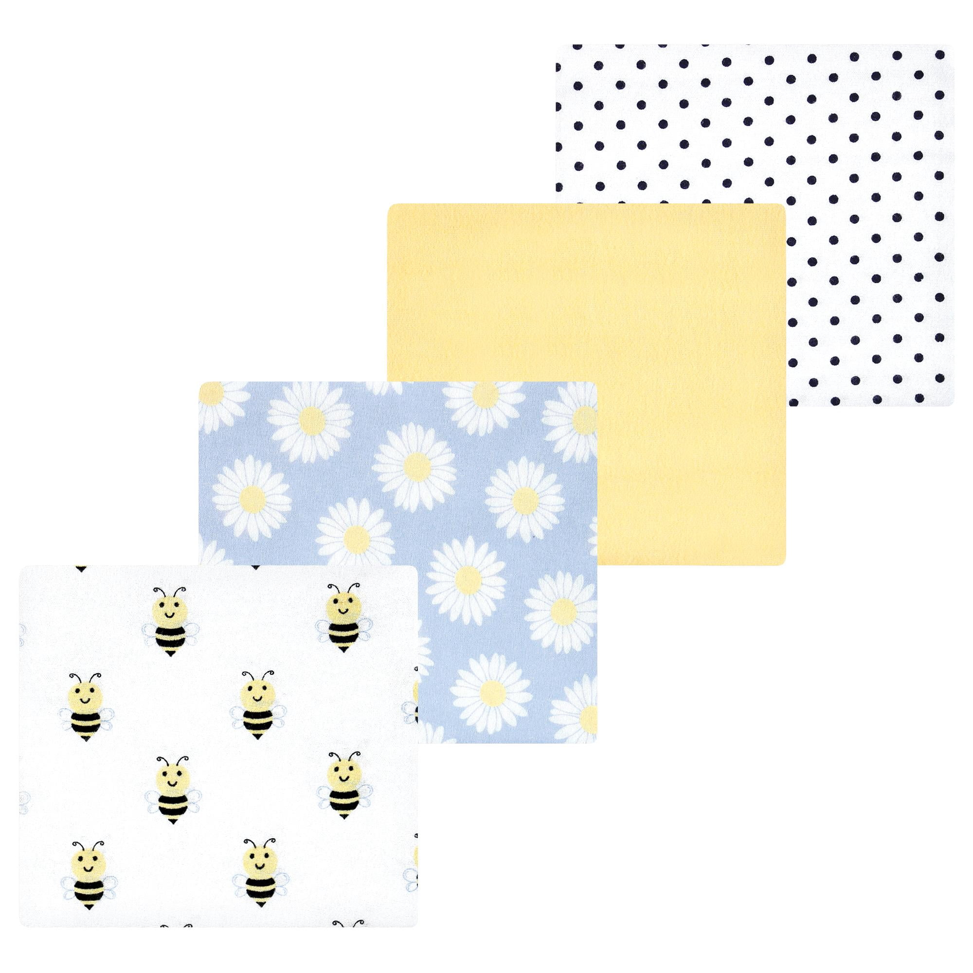Luvable Friends Hudson Baby Flannel Receiving Blankets 4pk, Yellow Daisy Bee