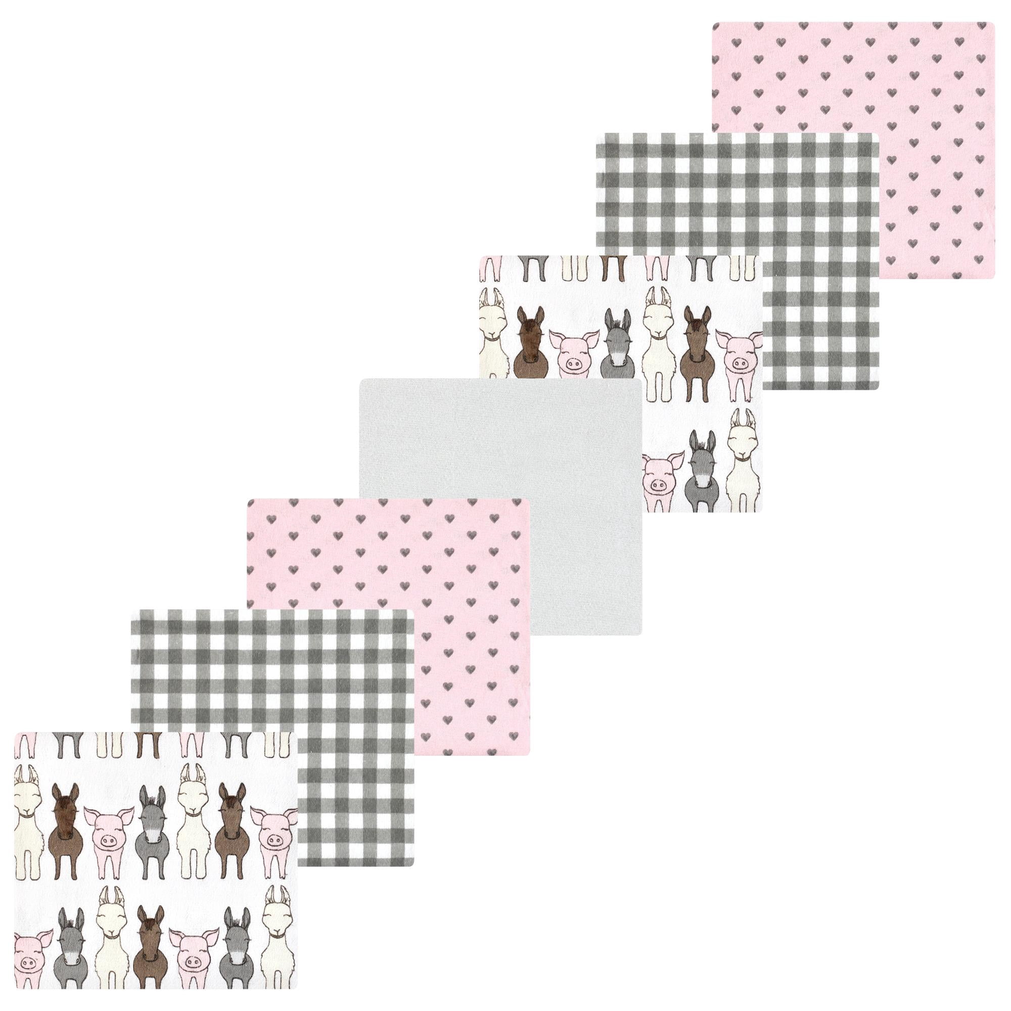 Luvable Friends Hudson Baby Flannel Receiving Blankets 7pk, Barn Pals Pink