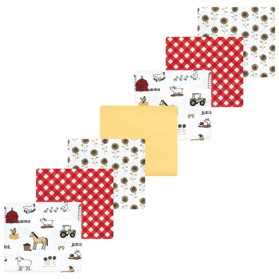 Luvable Friends Hudson Baby Flannel Receiving Blankets 7pk, Barnyard Farm