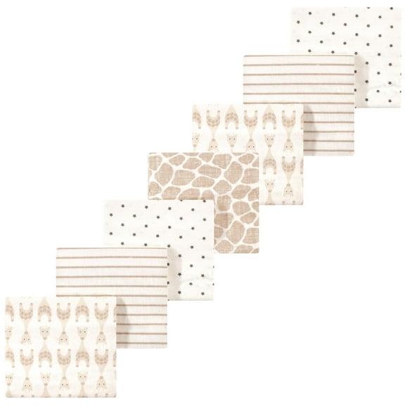 Luvable Friends Hudson Baby Flannel Receiving Blankets 7pk, Beige Giraffe