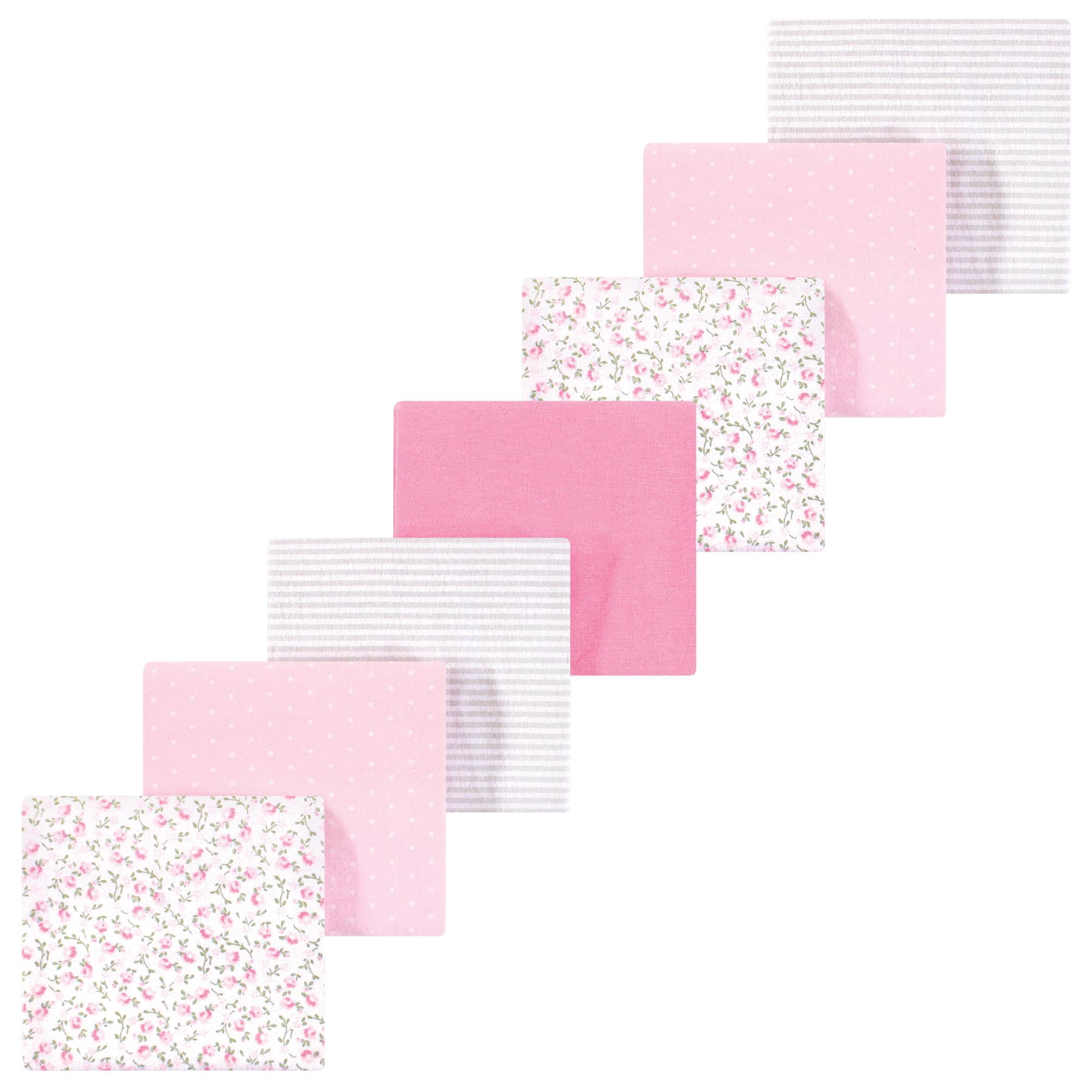 Luvable Friends Hudson Baby Cotton Poly Flannel Receiving Blankets 7pk, Blossom Pink, One Size